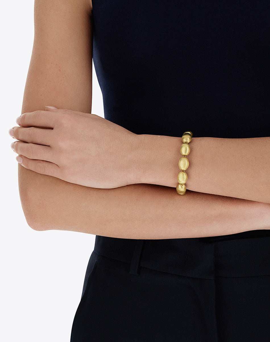 Lattementa “Muse” double-sided beaded bracelet in engraved gold, jadeite and rock crystal (small)