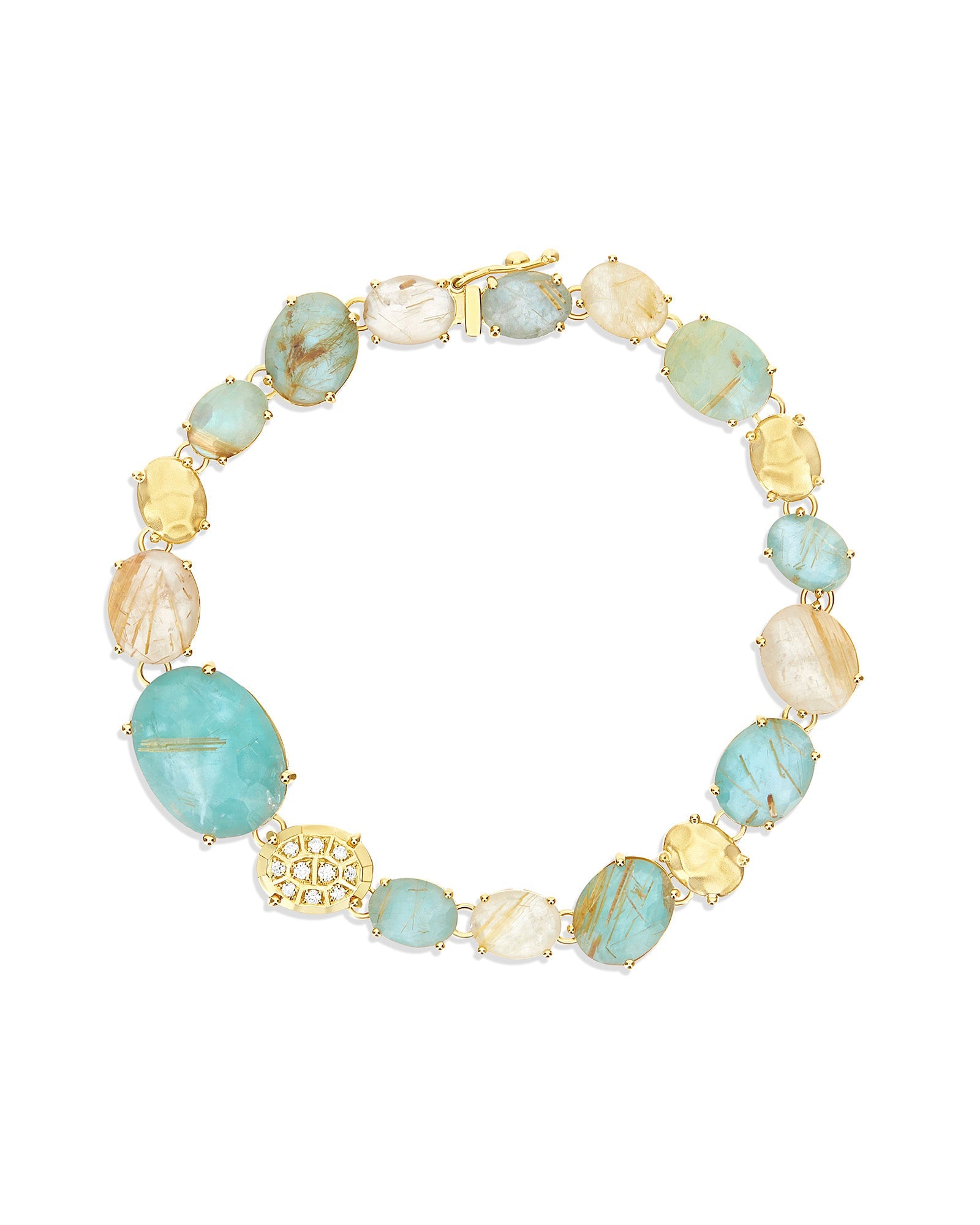 Ipanema Maré bracelet, in gold, rutilated quartz, mother-of-pearl, amazonite and diamonds 