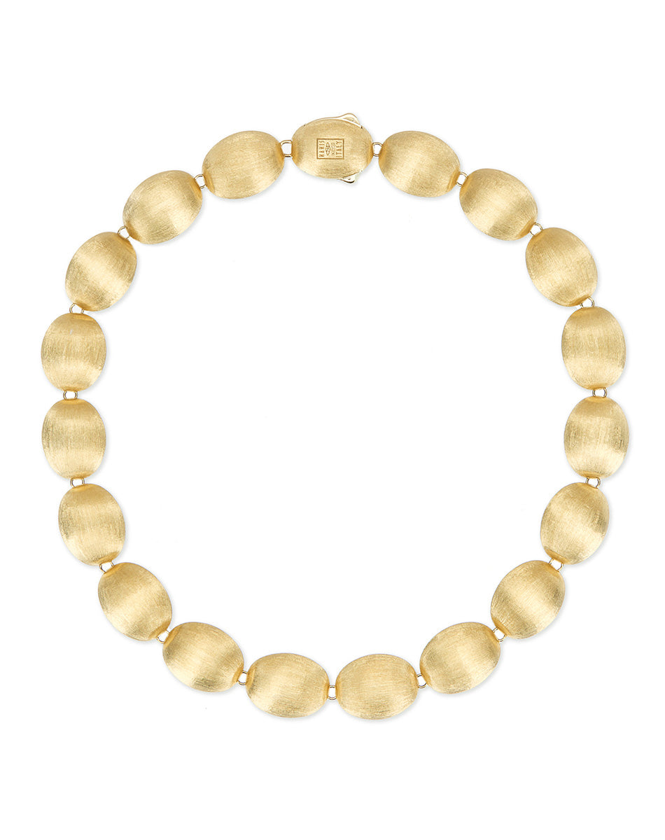 Dolcevita “Muse” beaded choker necklace in engraved gold, mother-of-pearl and rock crystal (medium)