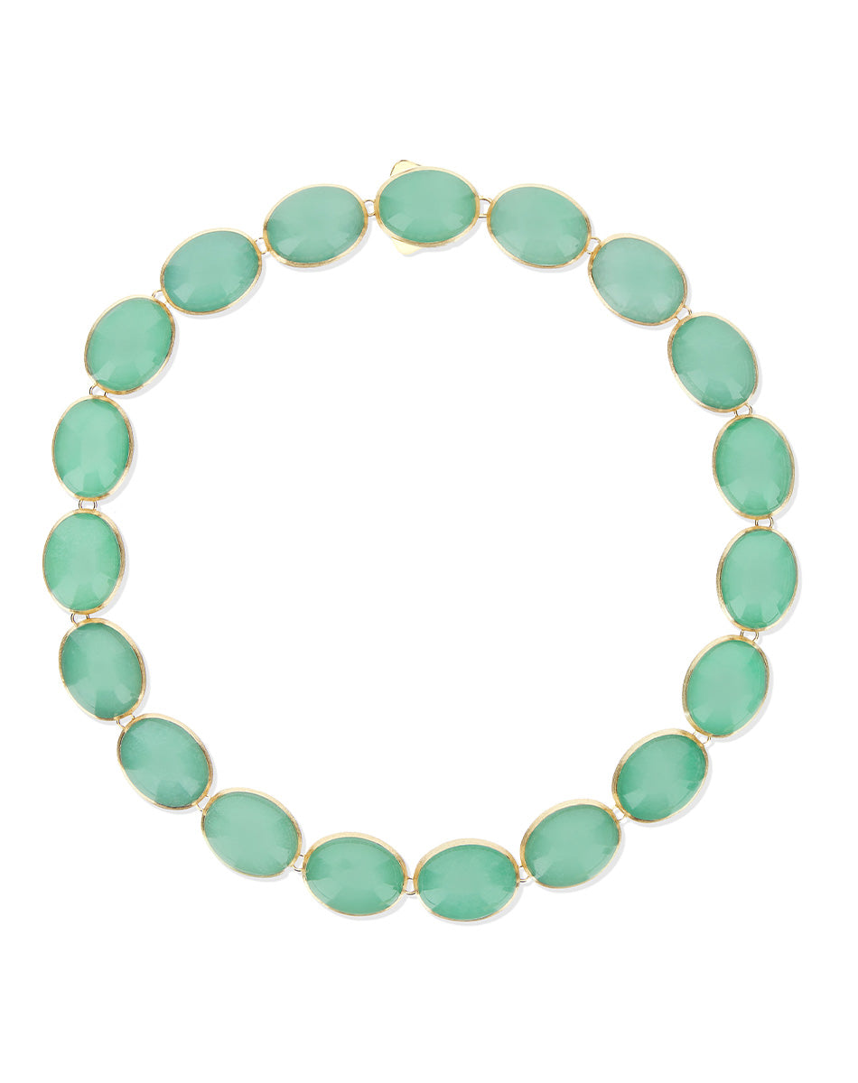 Lattementa Boules Muse necklace (medium), double-faced, in engraved gold, jadeite and Rock crystal