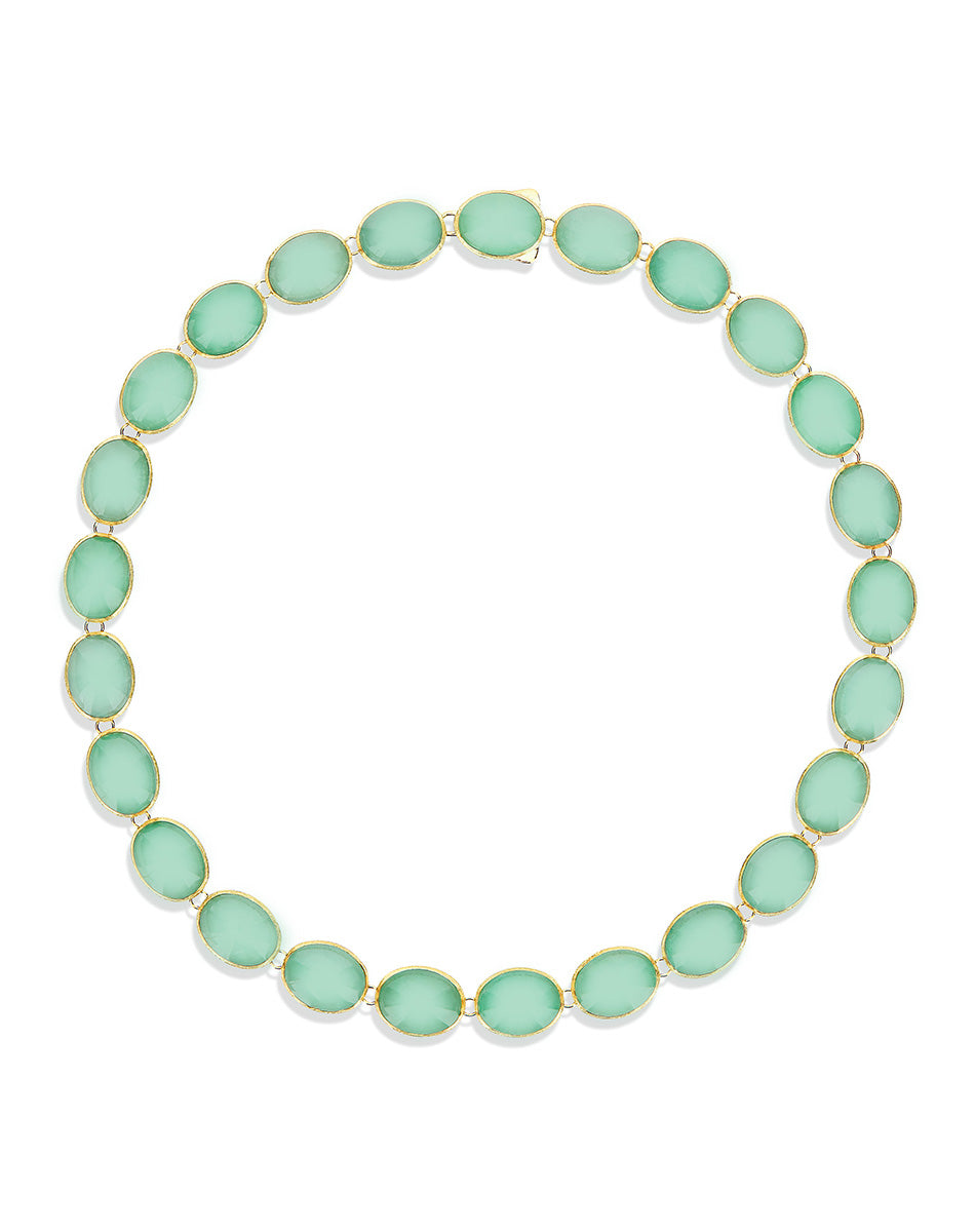 Lattementa Boules Muse necklace (small), double-faced, in engraved gold, jadeite and Rock crystal