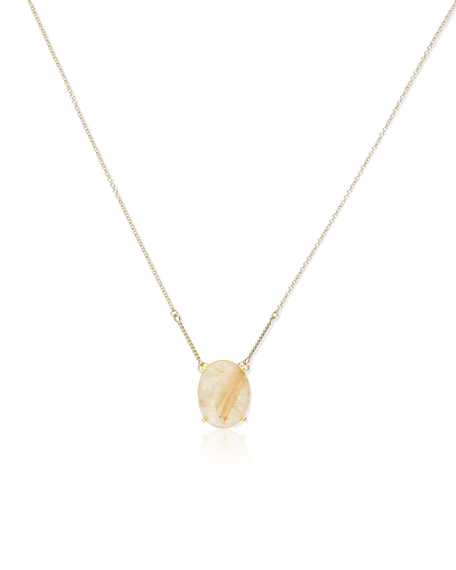 Ipanema Duna necklace (big), in gold, rutilated quartz and mother-of-pearl