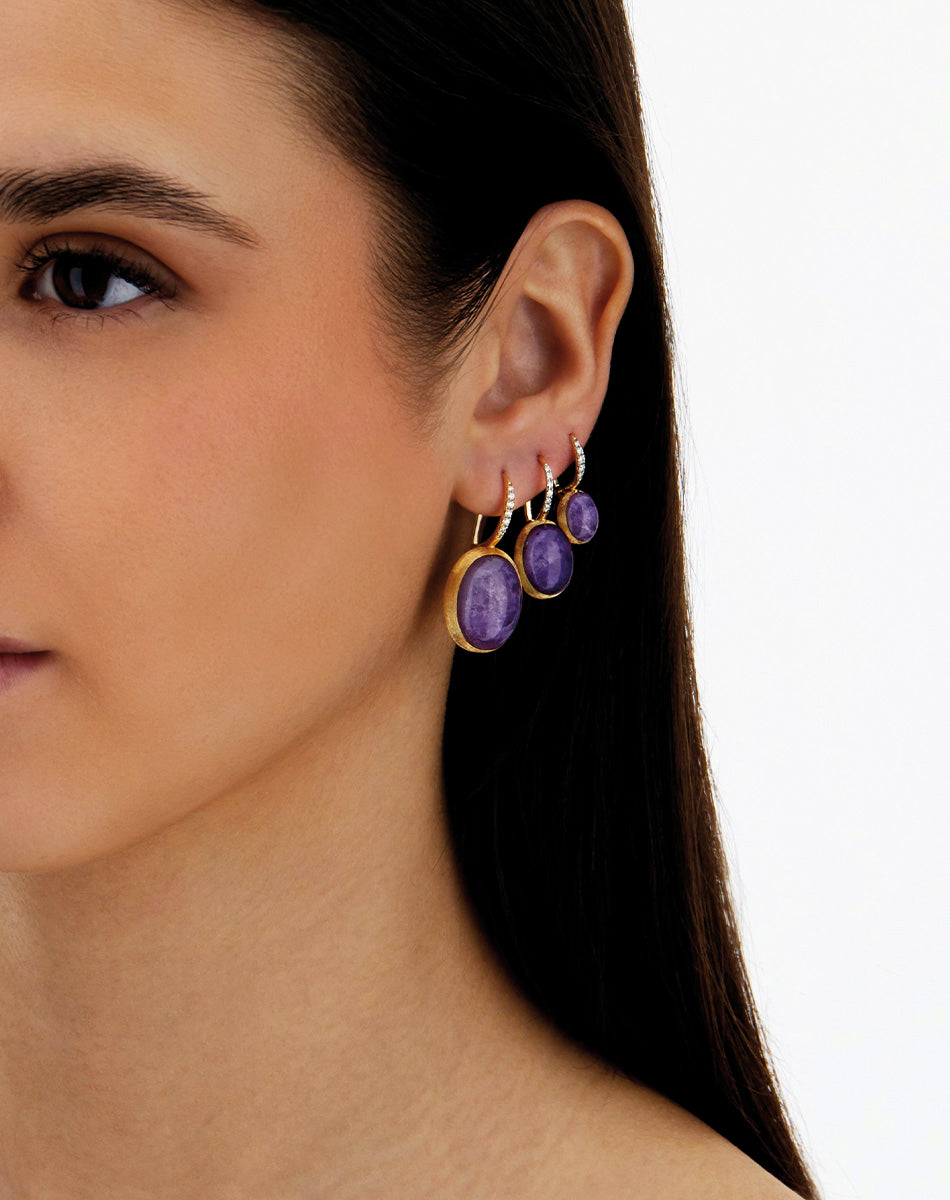 "Boules" Violetta Ciliegine gold, lepidolite, and mother-of-pearl ball drop earrings (Large)