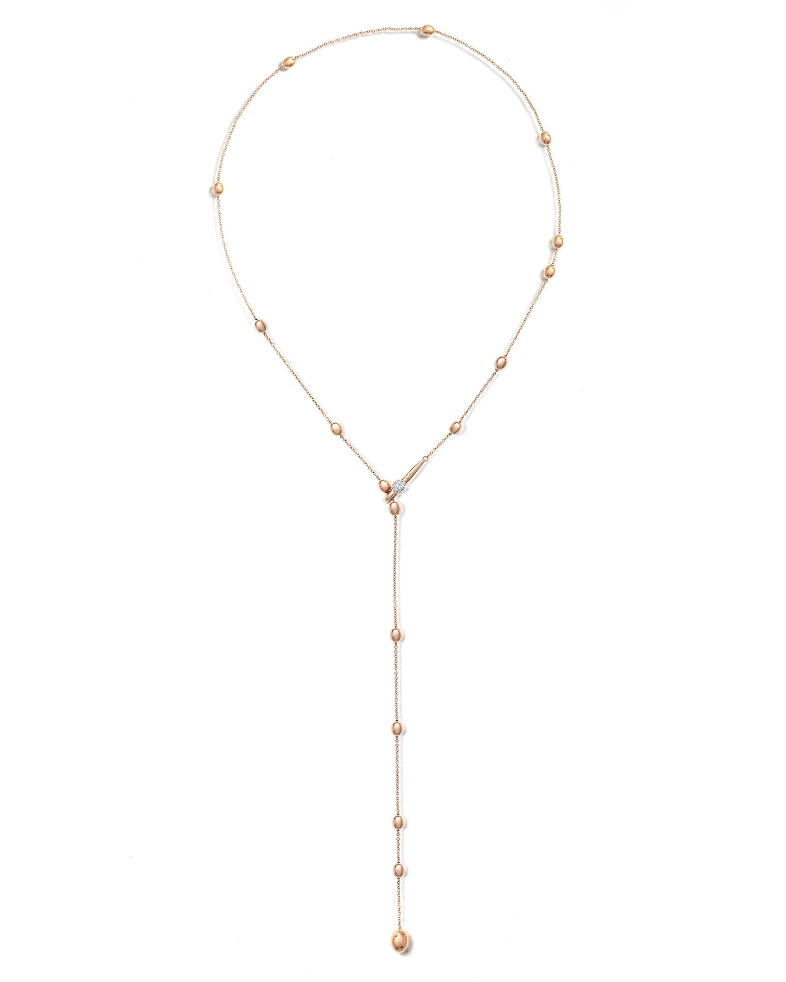 Necklace Soffio, Y-shaped, in rose gold and diamonds