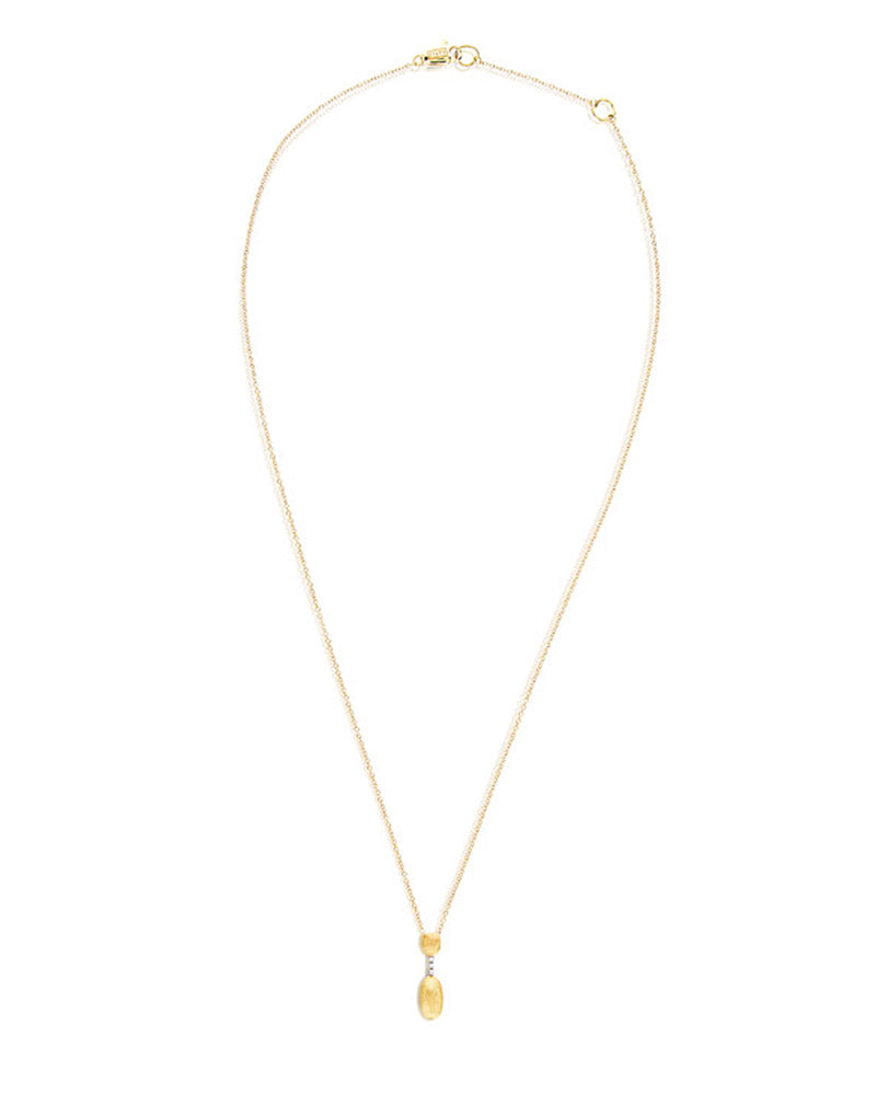 Aria necklace (small short), in engraved gold and diamonds