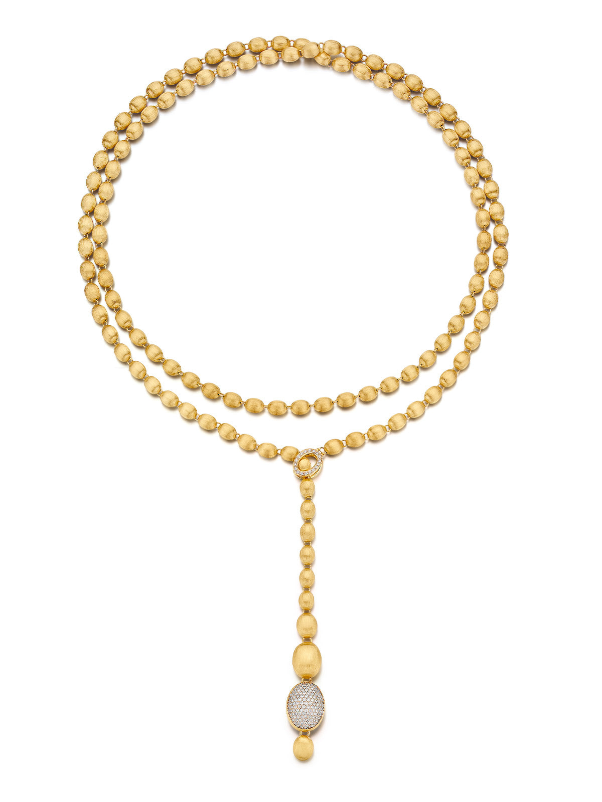 "Ivy" Convertible Statement Necklace in Hand-Engraved Gold with Pavé Diamonds (Large)