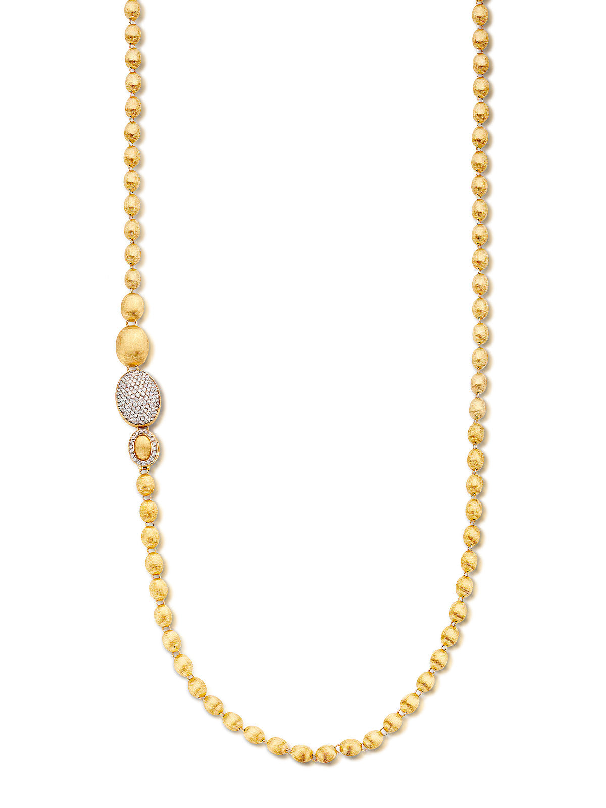 "Ivy" Convertible Statement Necklace in Hand-Engraved Gold with Pavé Diamonds (Large)