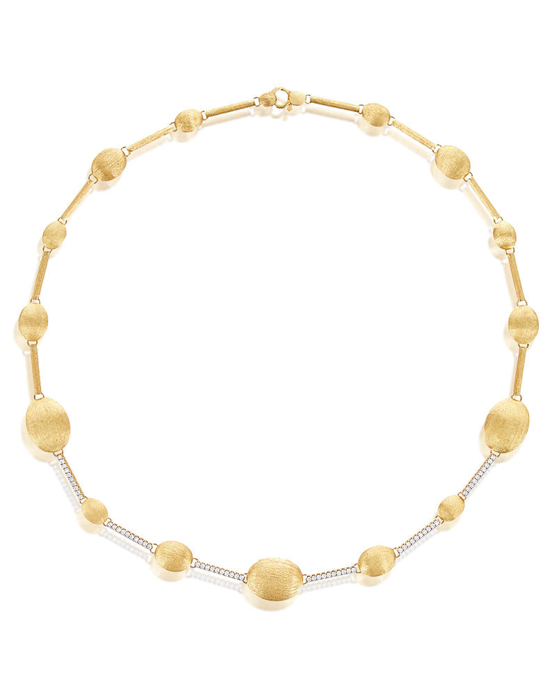 Aria necklace, collar, in engraved gold and diamonds