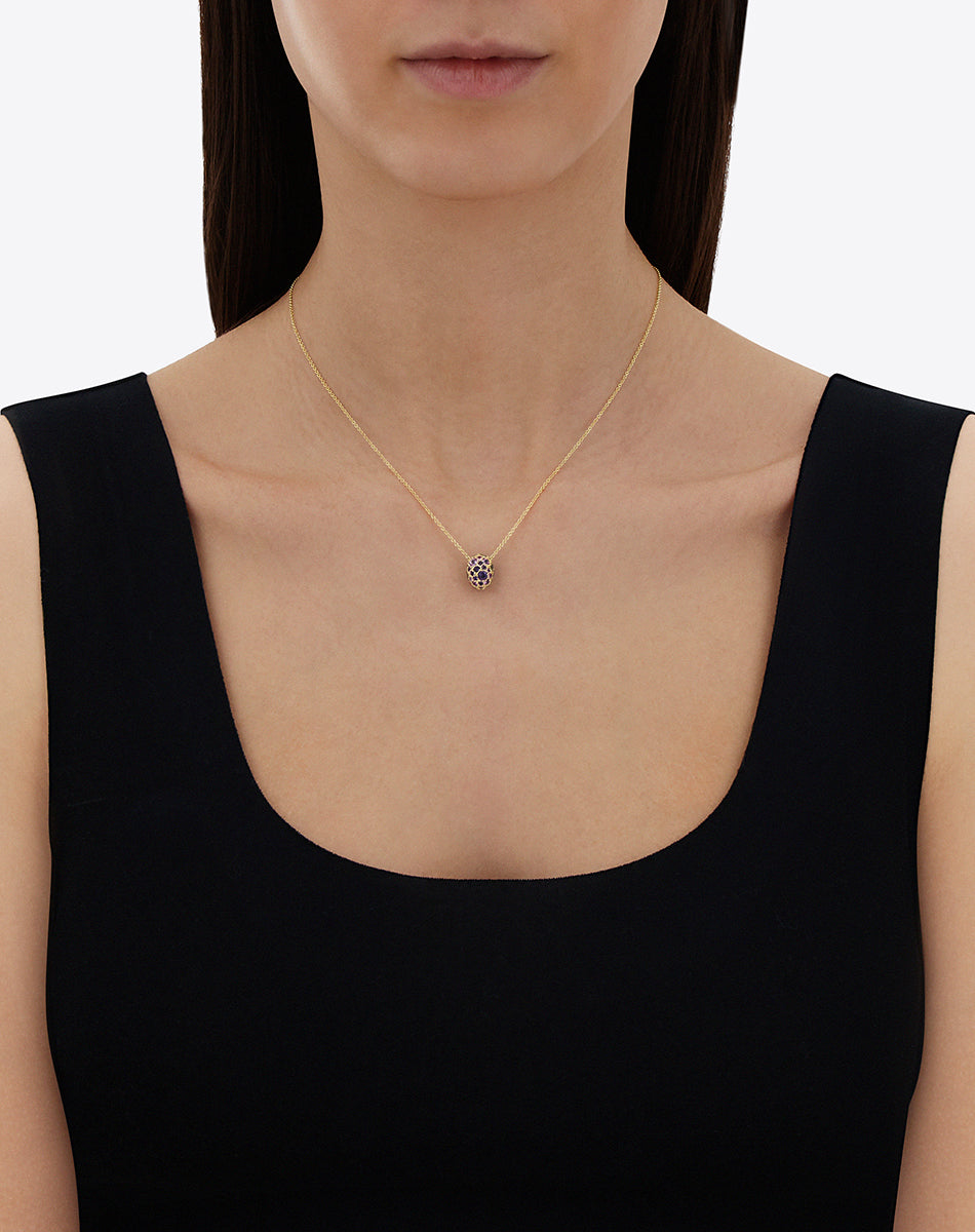 "Reverse" Gold, Sapphire, Tsavorite, Amethyst, Green Labradorite and Rock Crystal Double-face Necklace