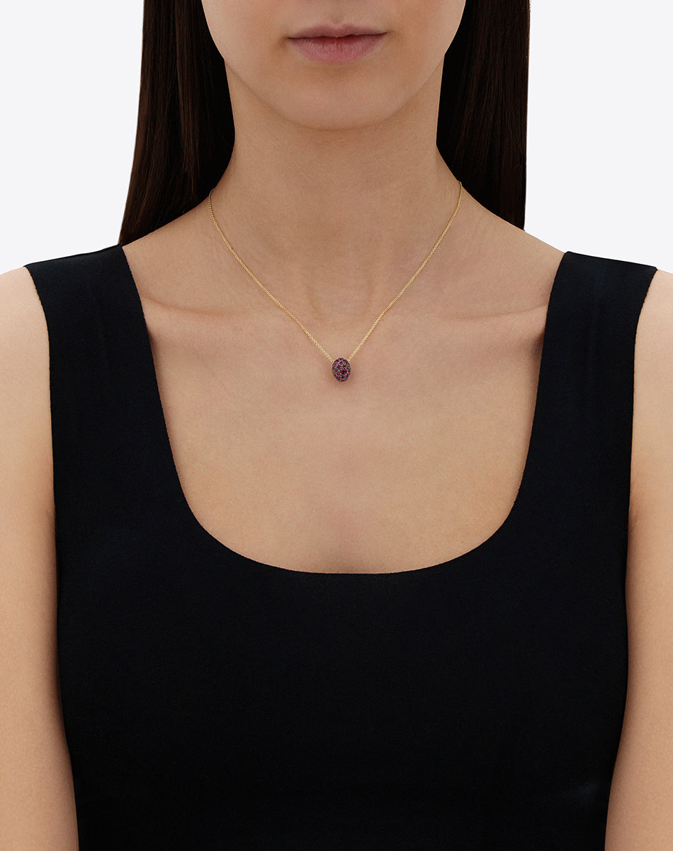 "Reverse" Gold, Pink Sapphires, Rubies, White Australian Opal and Diamonds Double-face Necklace