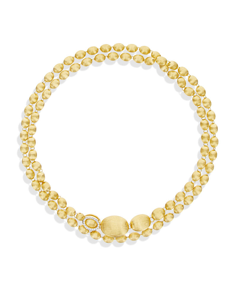 Ivy necklace (medium), in engraved gold and diamonds