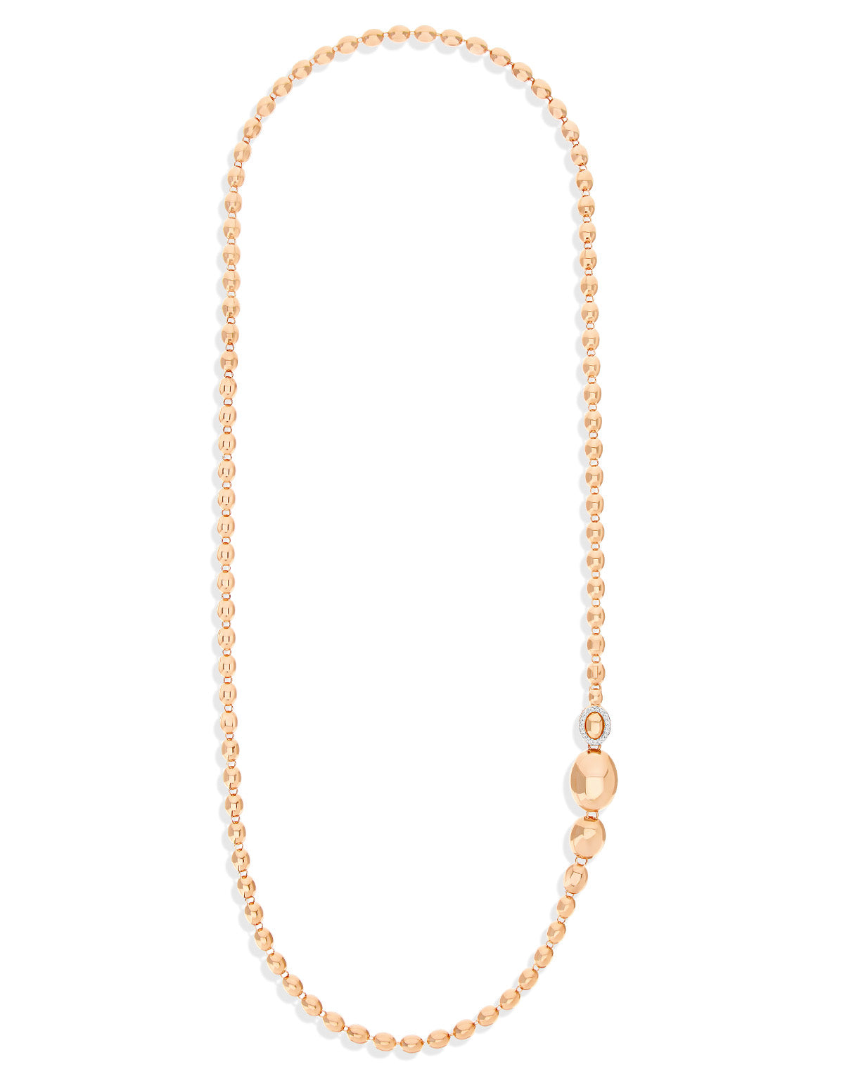 "Ivy" rose gold boules and diamonds iconic convertible necklace (short)