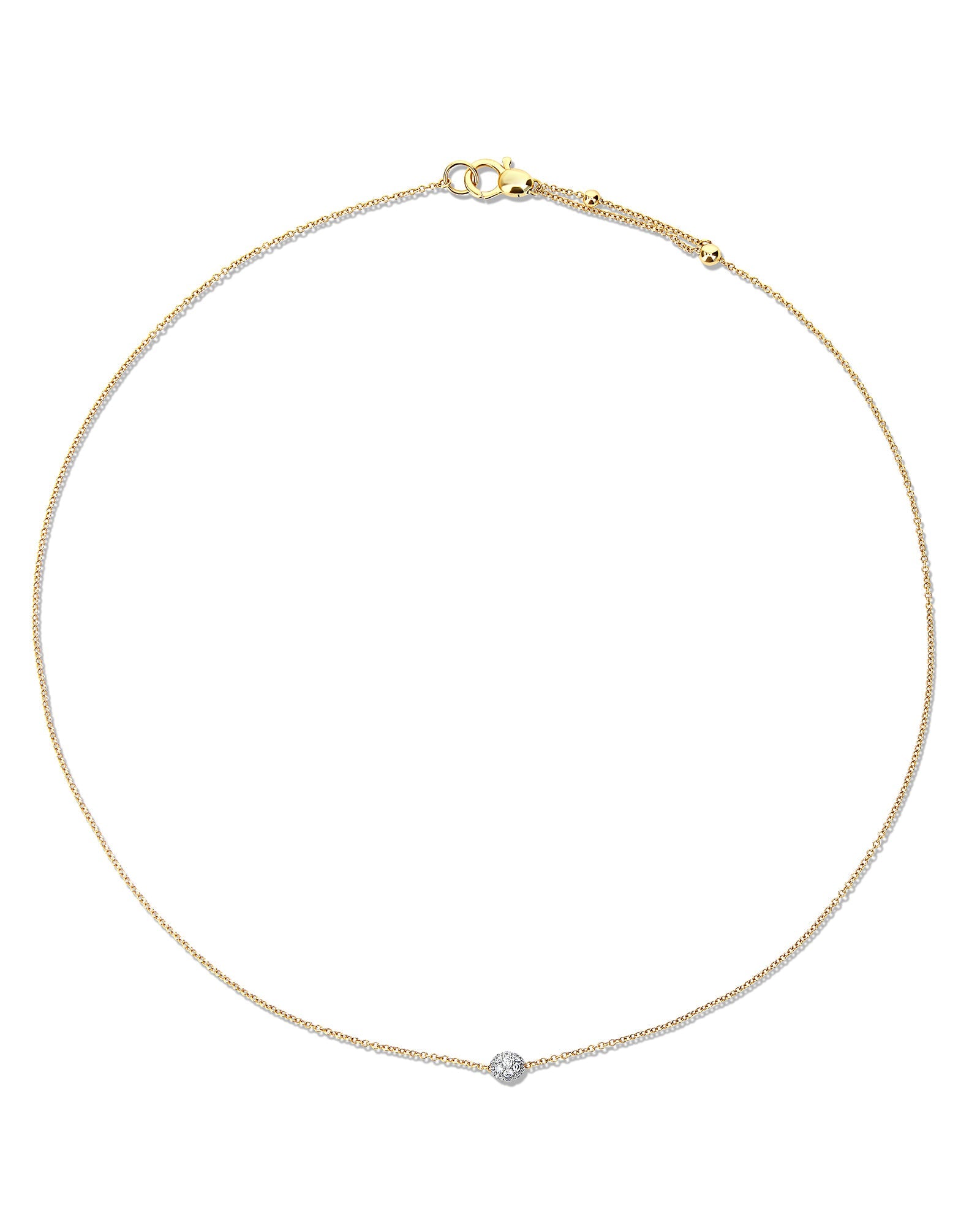 Soffio necklace, diamond solitaire, in engraved gold and diamond pavé