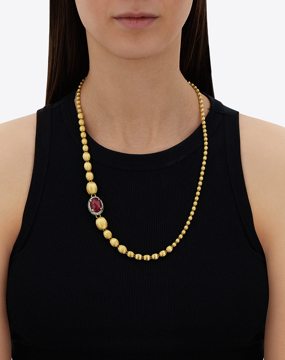 "Reverse" Gold, Diamonds, Rubies and Rock Crystal Convertible Y Necklace