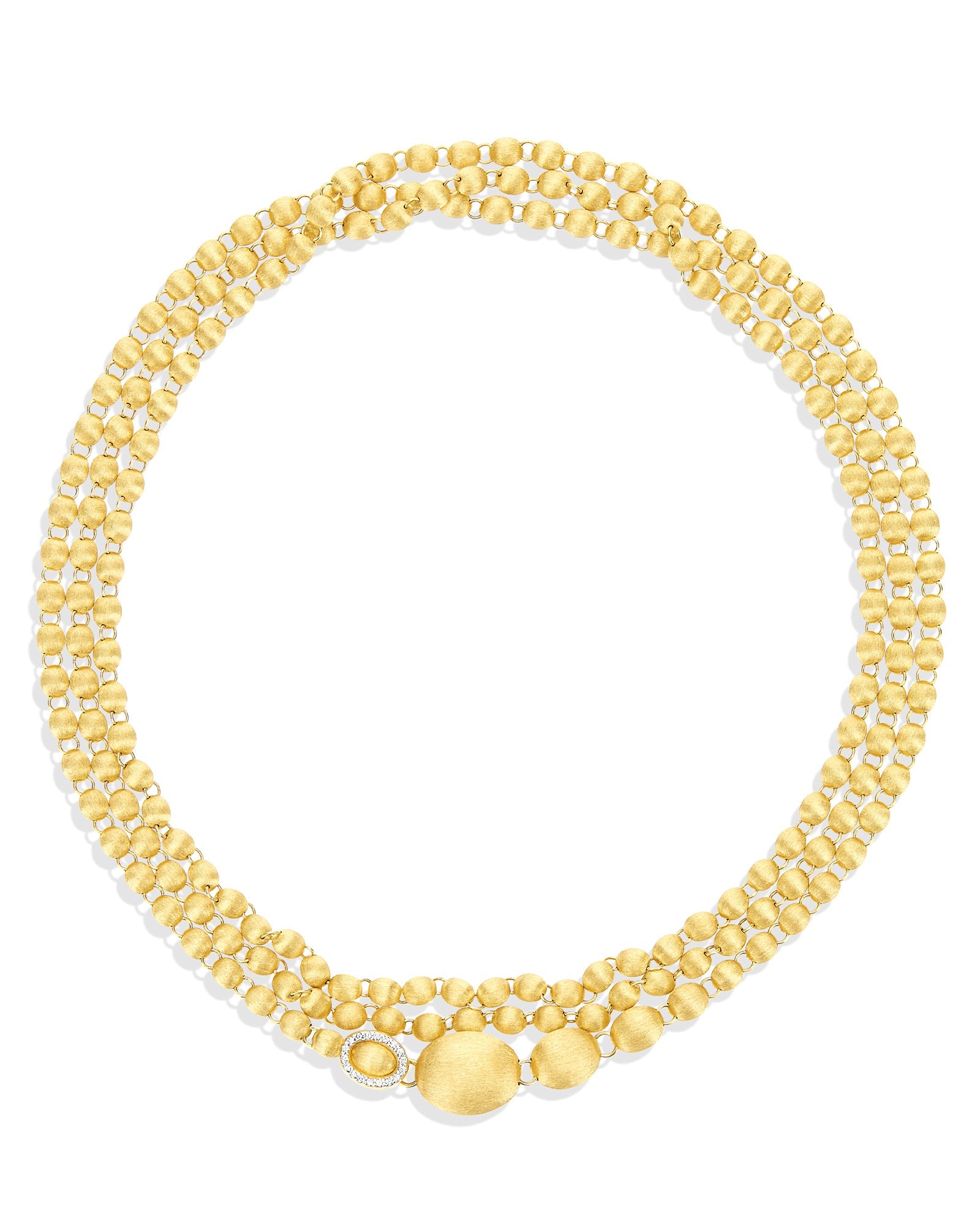 Ivy Slim necklace (long), in engraved gold and diamonds