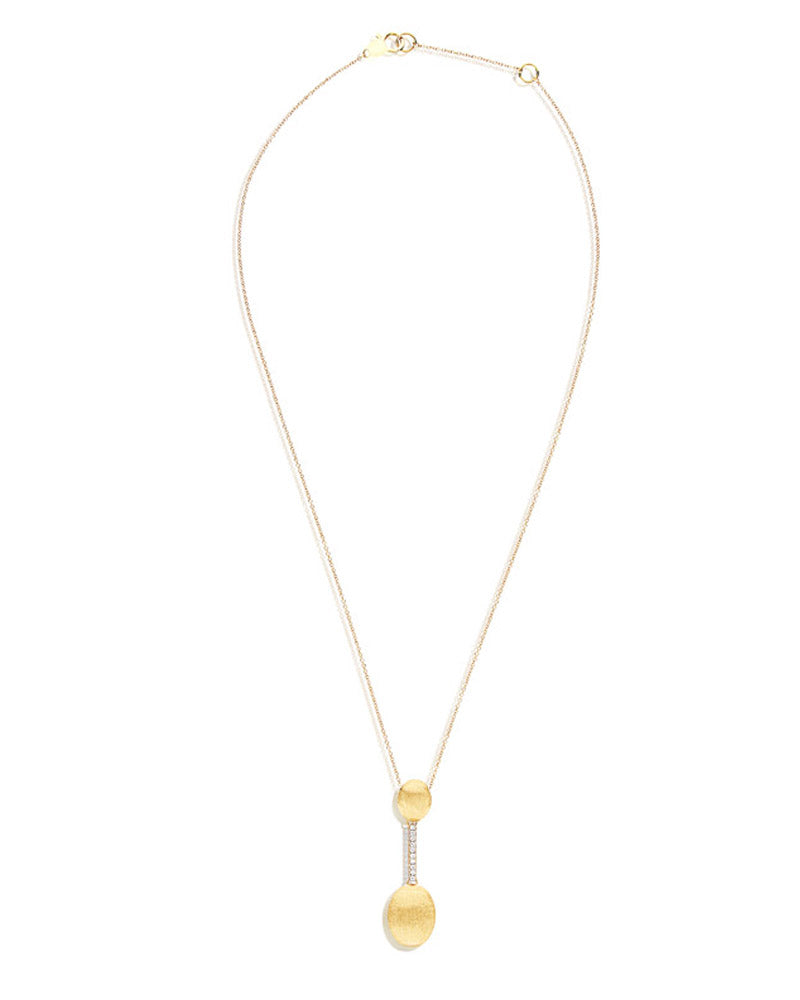 Aria necklace (big), in engraved gold and diamonds 