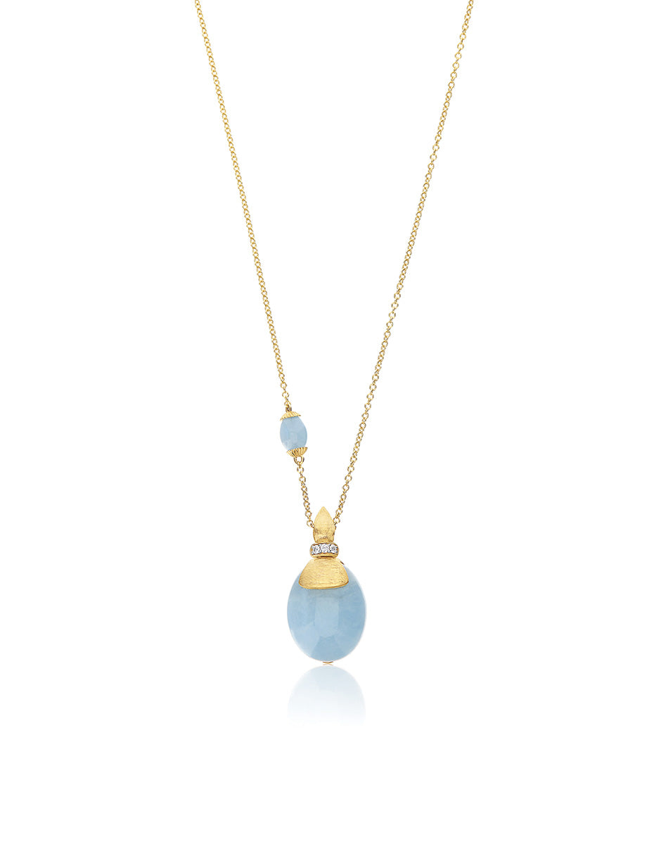 "Azure" Gold, diamonds and Aquamarine necklace (large)