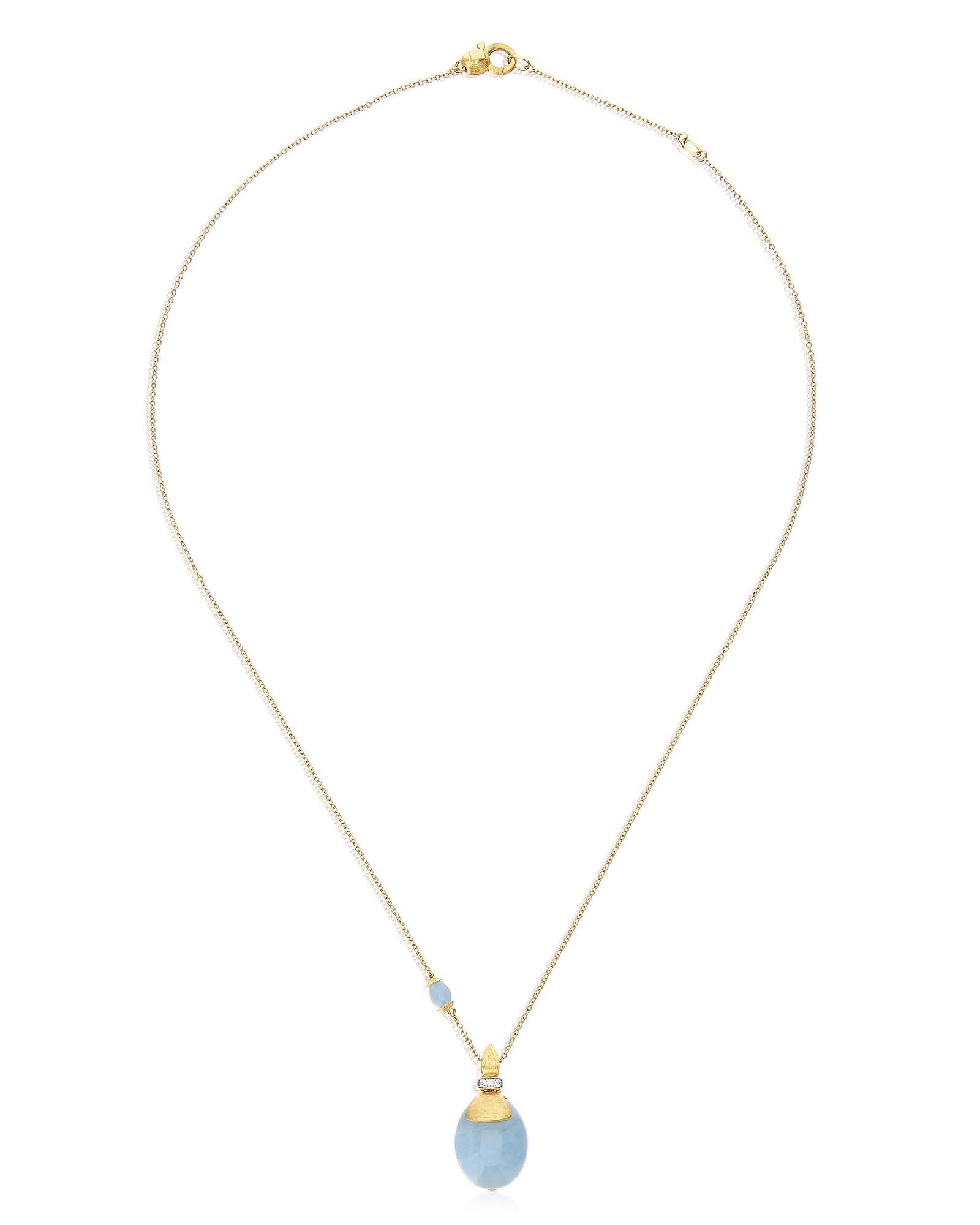 "Azure" Gold, diamonds and Aquamarine necklace (large)