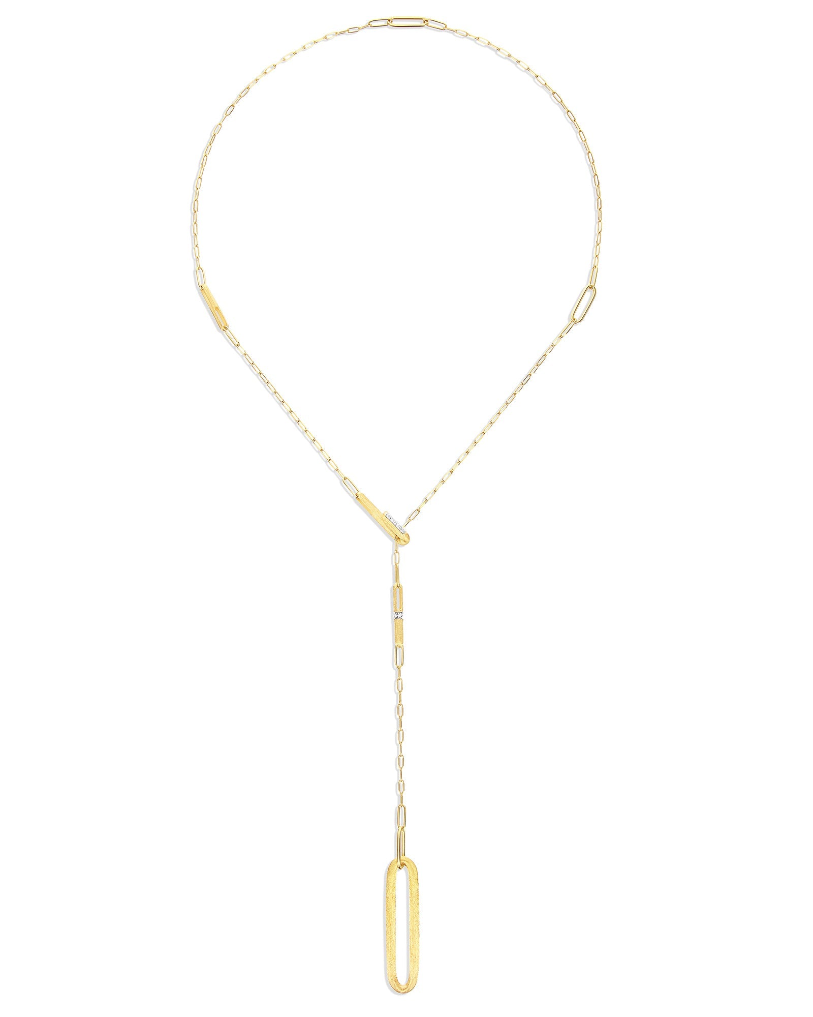 Libera Soffio necklace, Y, in engraved gold and diamonds 