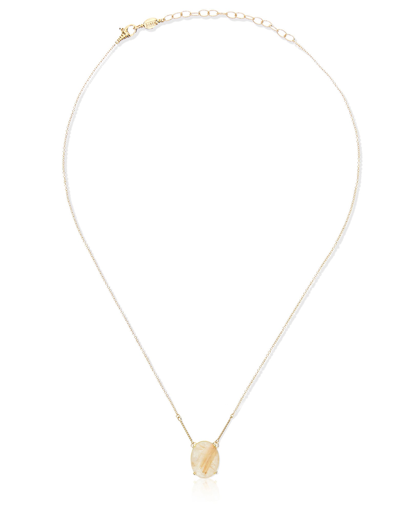 "Ipanema Duna" necklace with pendant in polished gold, with doublet in rutilated quartz and mother-of-pearl (large)