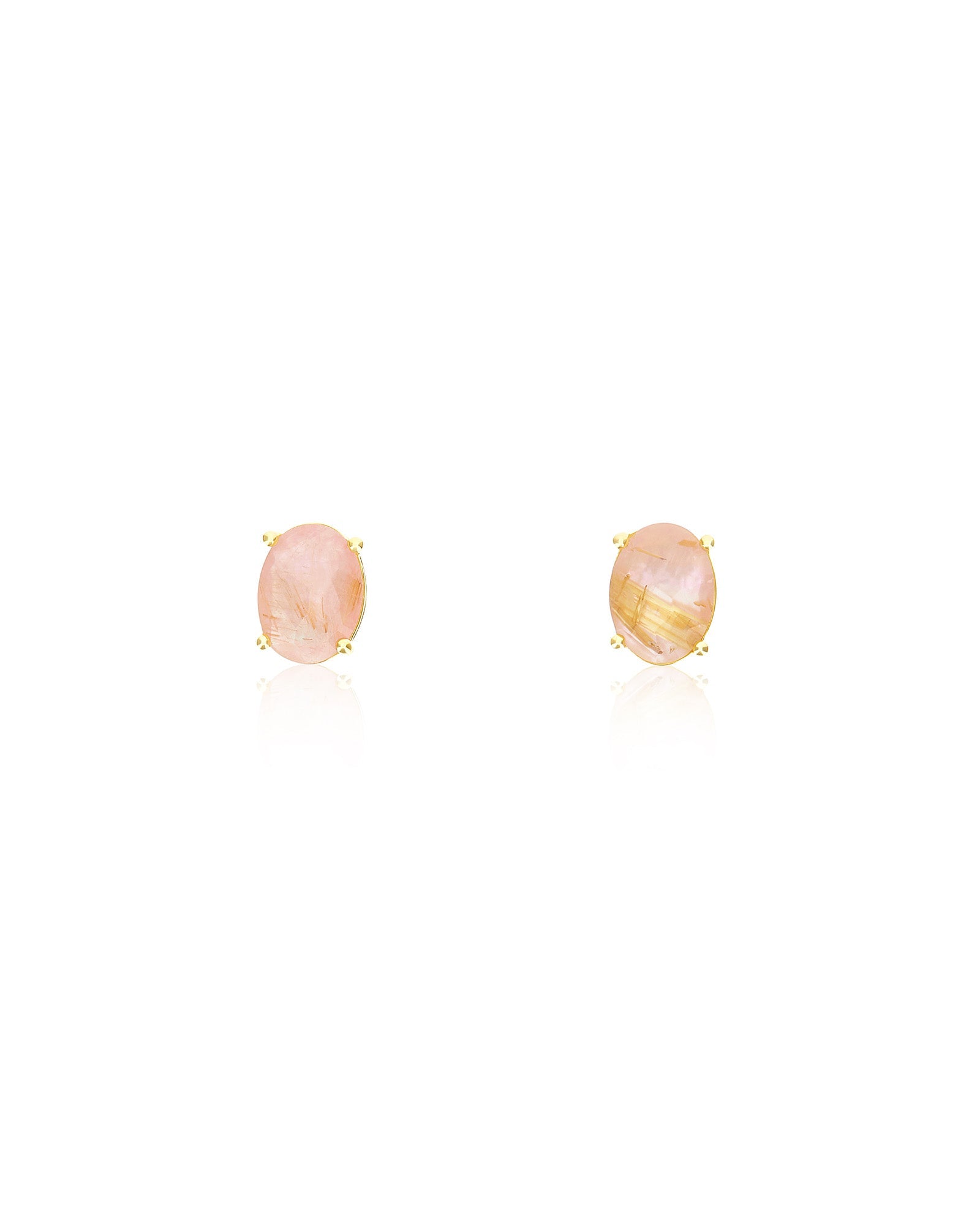 Ipanema Sol earrings (small), stud, in gold, rutilated quartz, mother-of-pearl and pink jade