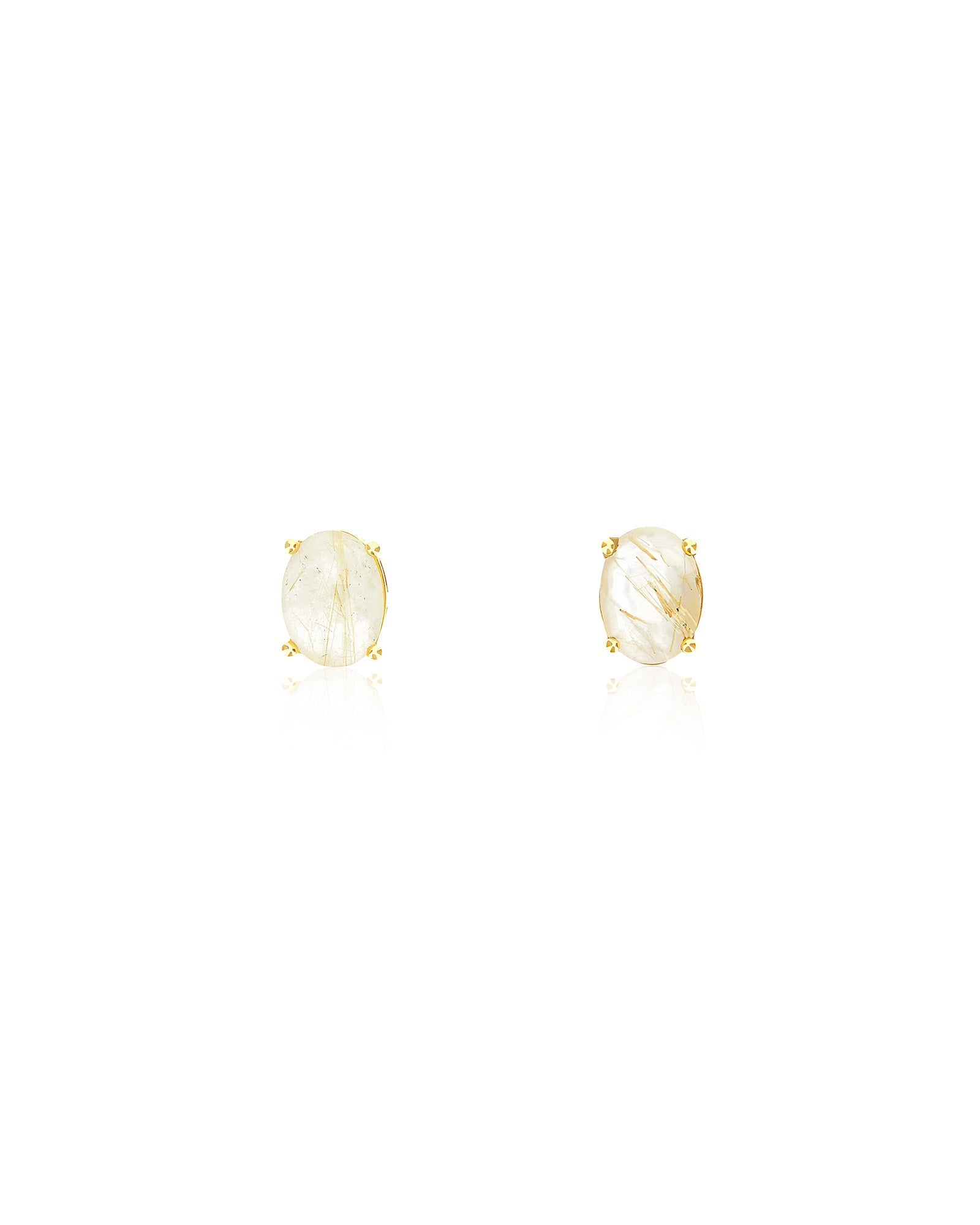 Ipanema Duna earrings (small), stud, in gold, rutilated quartz and mother-of-pearl