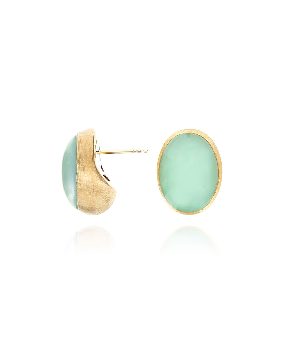 Lattementa “Muse” stud earrings in engraved gold, jadeite and rock crystal (medium)