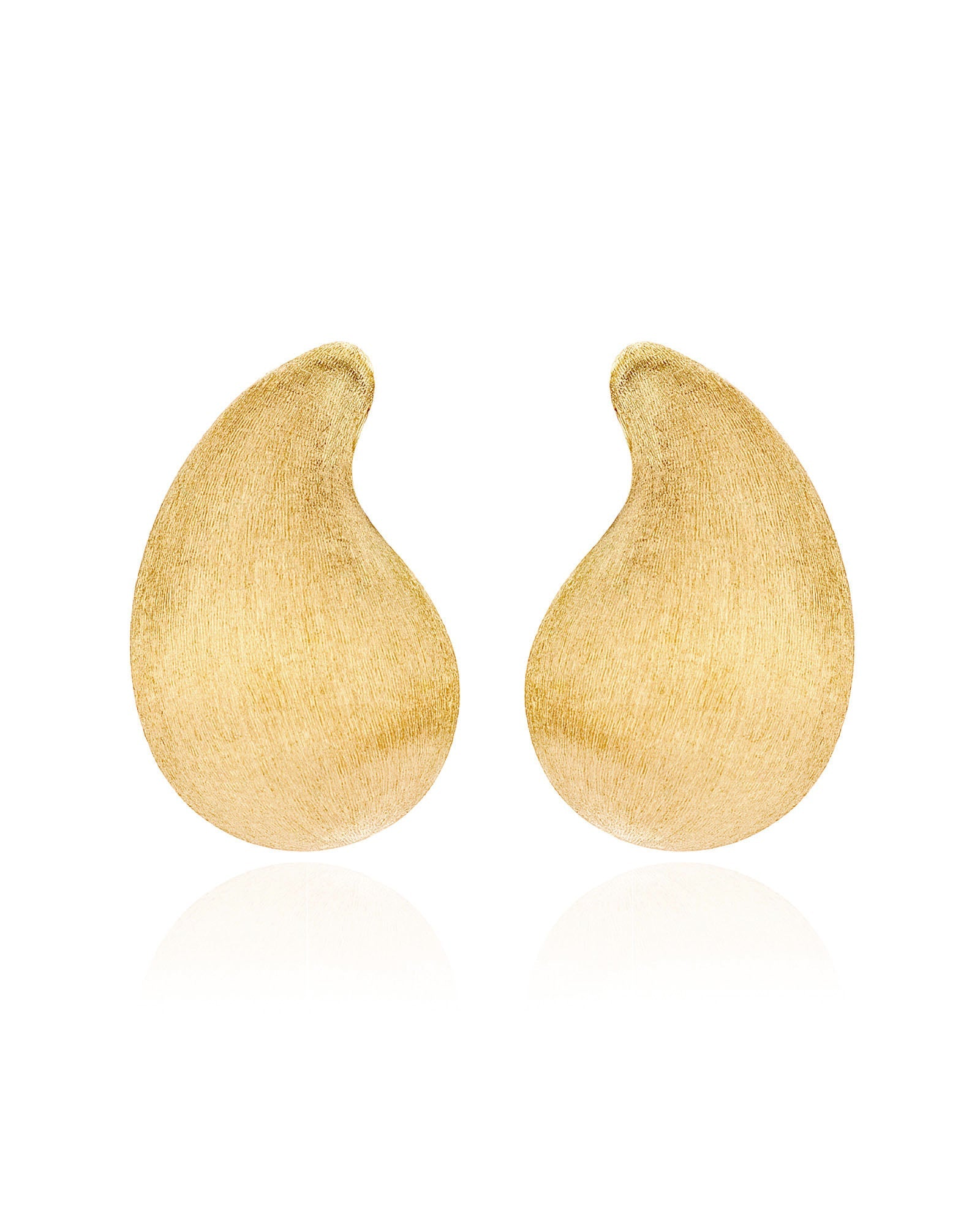 Cashmere earrings (big), stud, in engraved gold