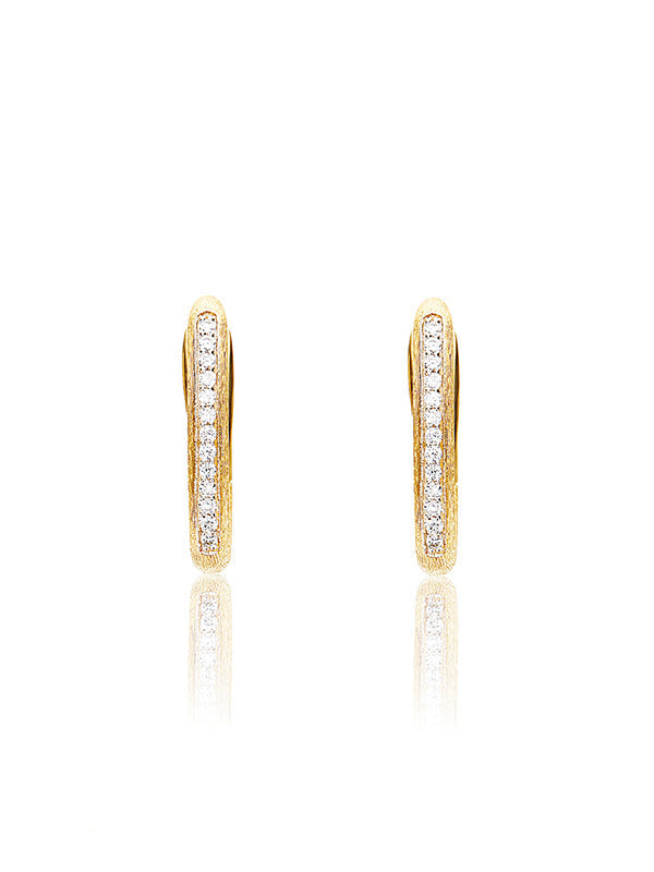 Libera earrings  (small), in engraved gold and diamonds 