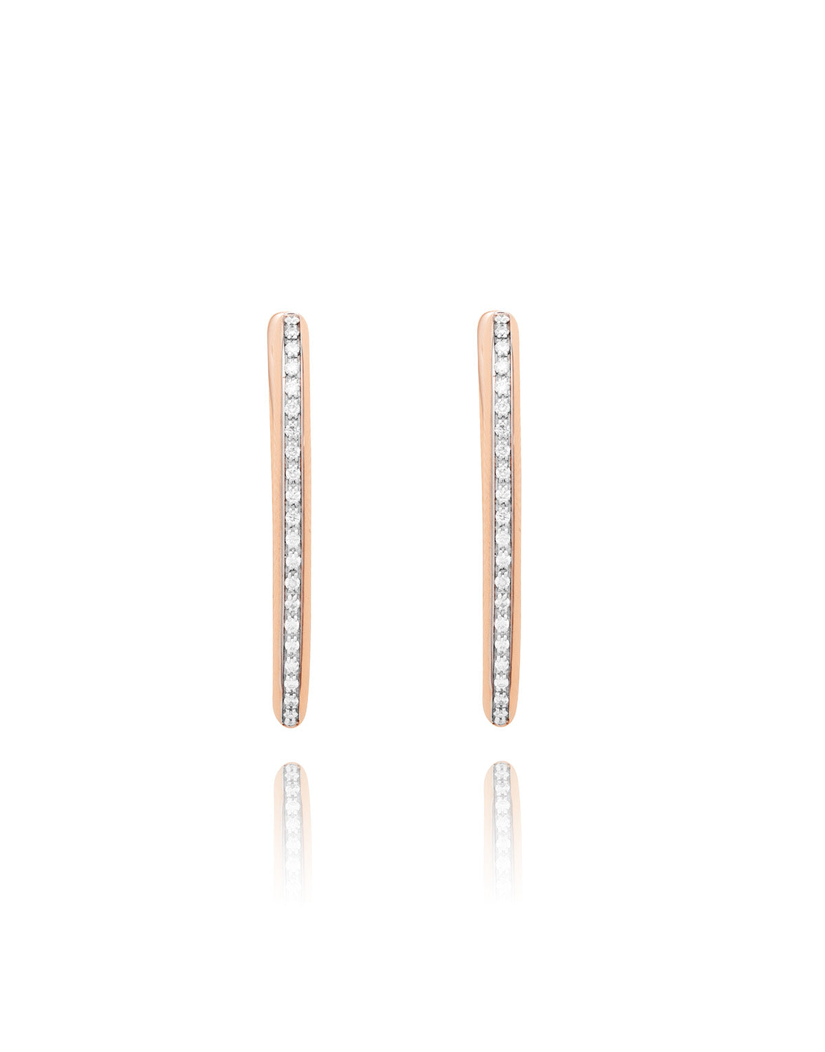 "Libera icon" small rose gold oval hoop earrings with diamonds
