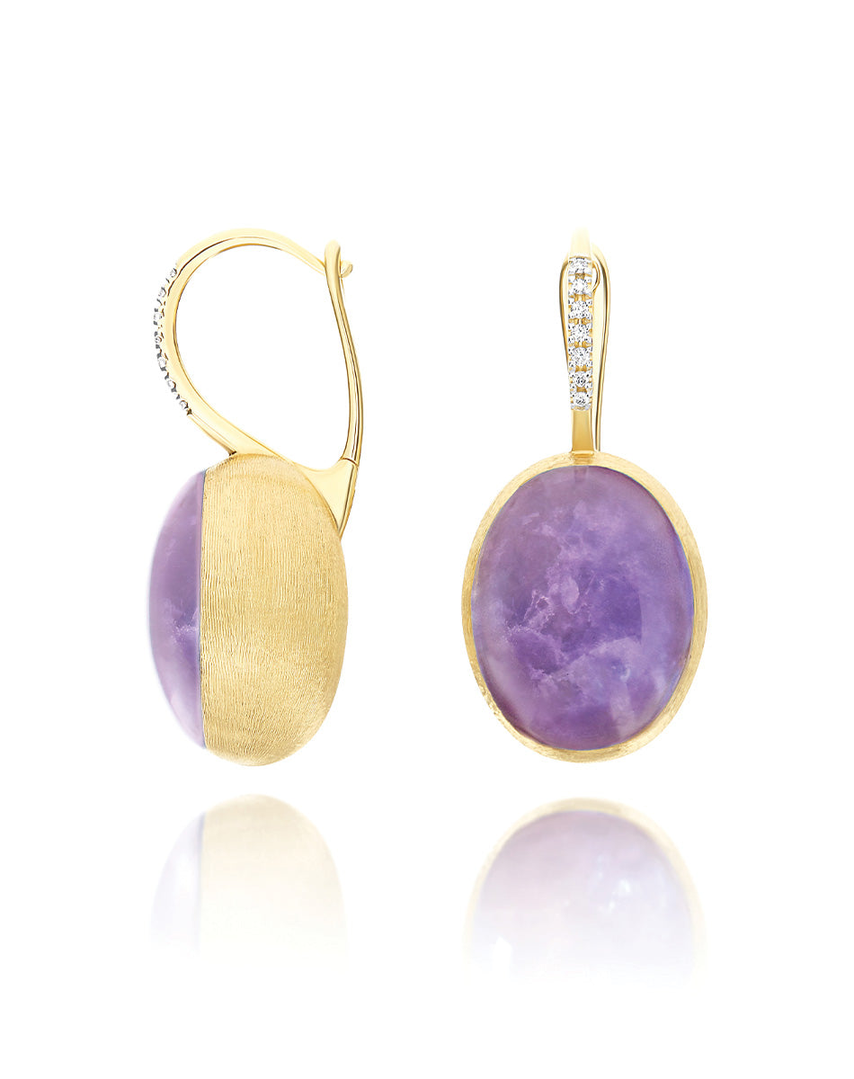 "Boules" Violetta Ciliegine gold, lepidolite, and mother-of-pearl ball drop earrings (Large)