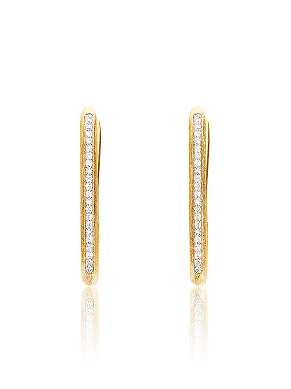 Libera earrings  (medium), in engraved gold and diamonds 