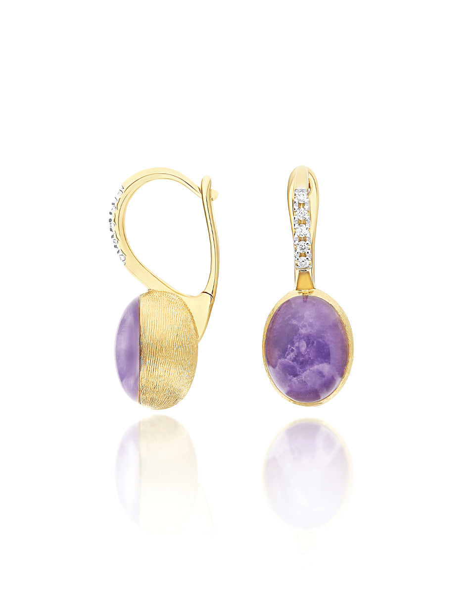 "Boules" Violetta Ciliegine gold, lepidolite, and mother-of-pearl ball drop earrings (Small)