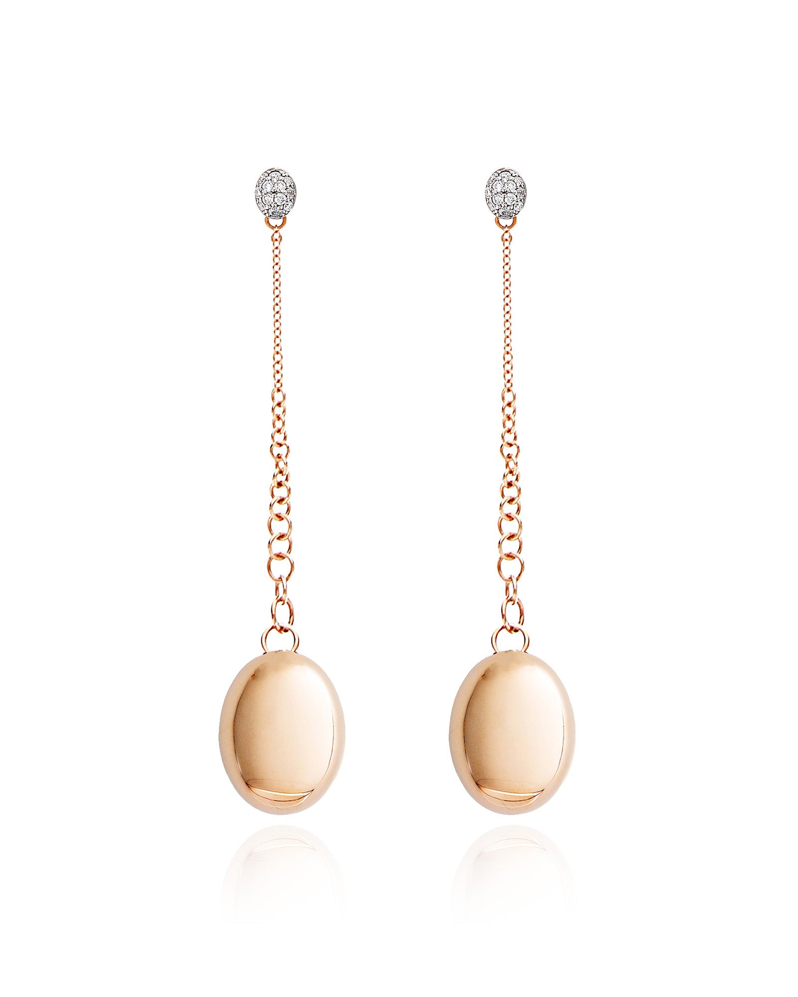 Earrings Candle, in rose gold and diamonds
