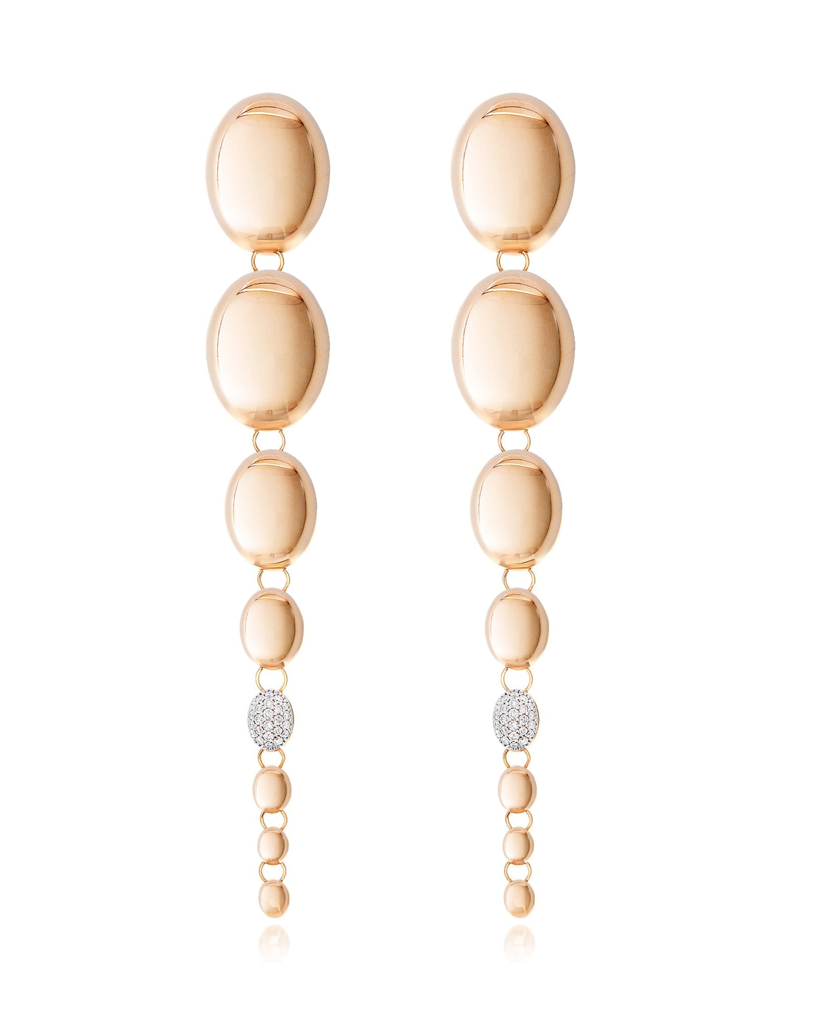 Earrings Nuvole (large), in rose gold and diamonds