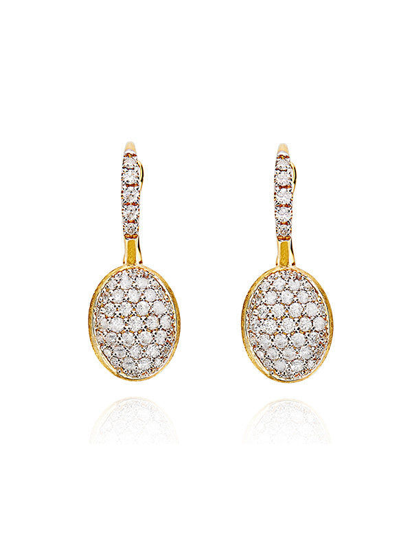Ciliegine earrings (small), in engraved gold and diamond pavé
