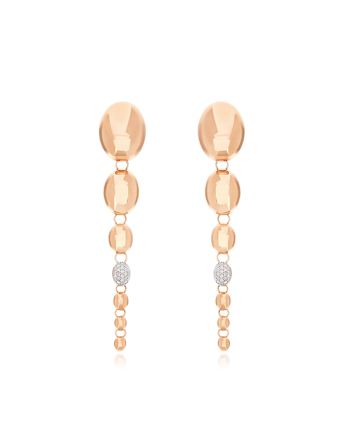 Earrings Nuvole (medium), in rose gold and diamonds