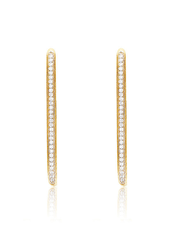Libera earrings (big), in engraved gold and diamonds 