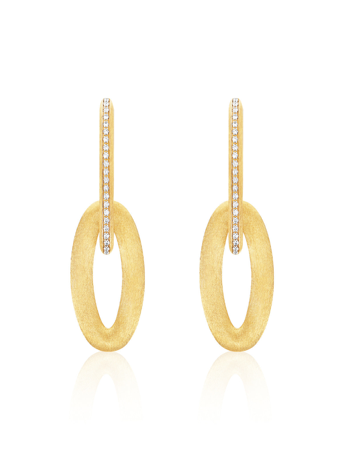 Libera Icon earrings (big), hoop, in engraved gold and diamonds