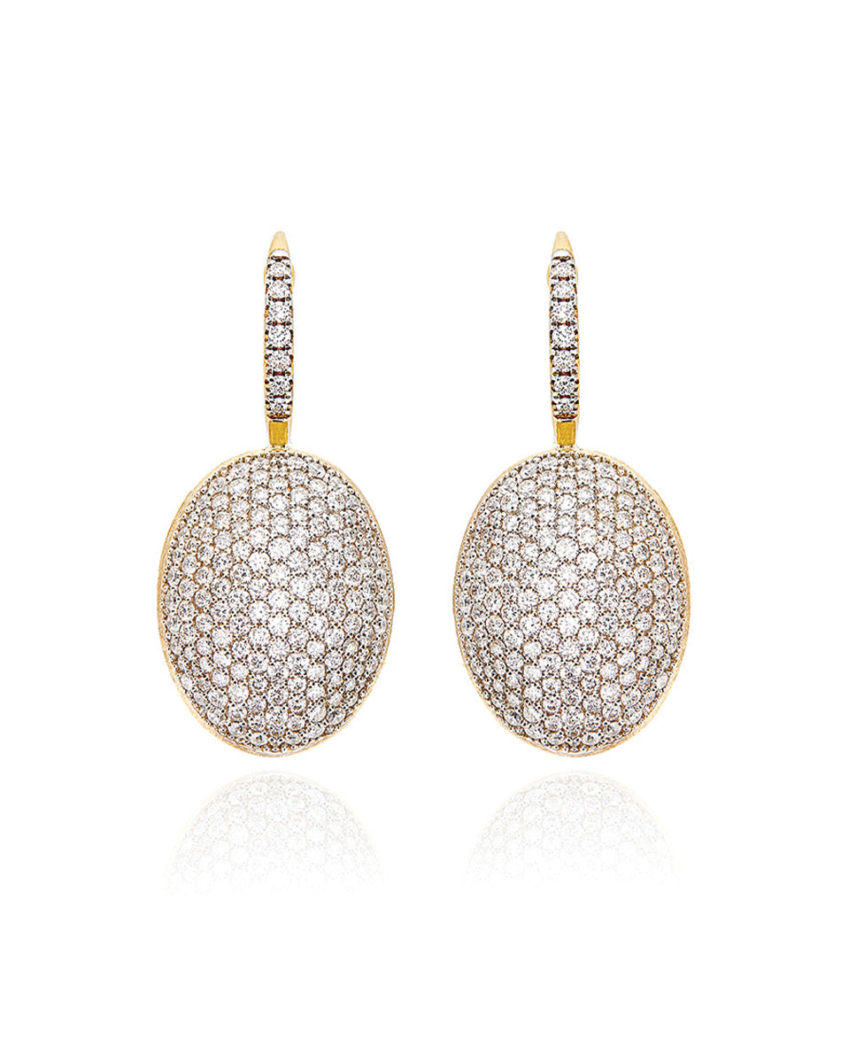 Ciliegine earrings (big), in engraved gold and diamond pavé