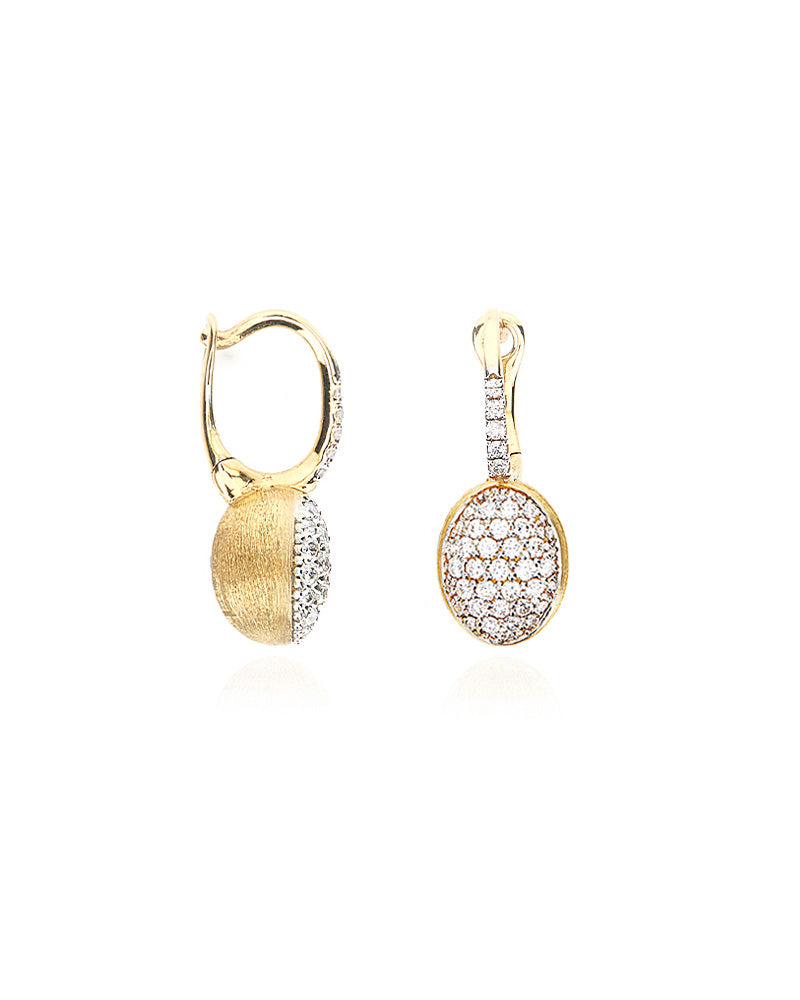 "Baby Ciliegine" Gold and diamonds ball drop earrings