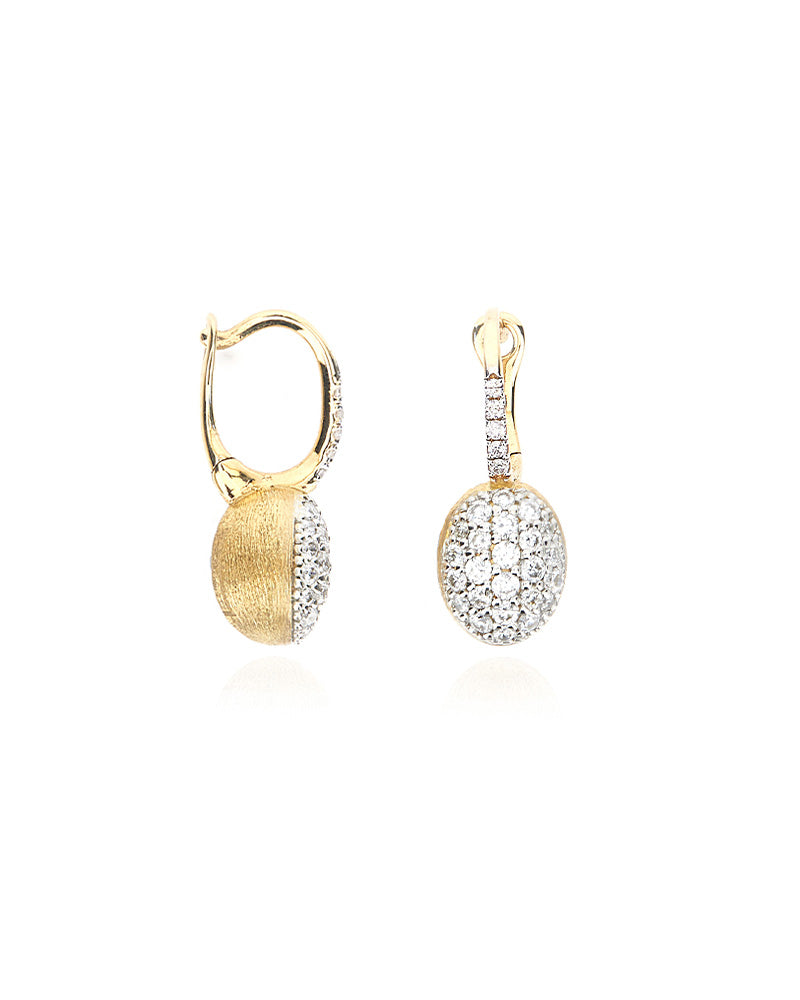 "Baby Ciliegine" Gold and diamonds ball drop earrings