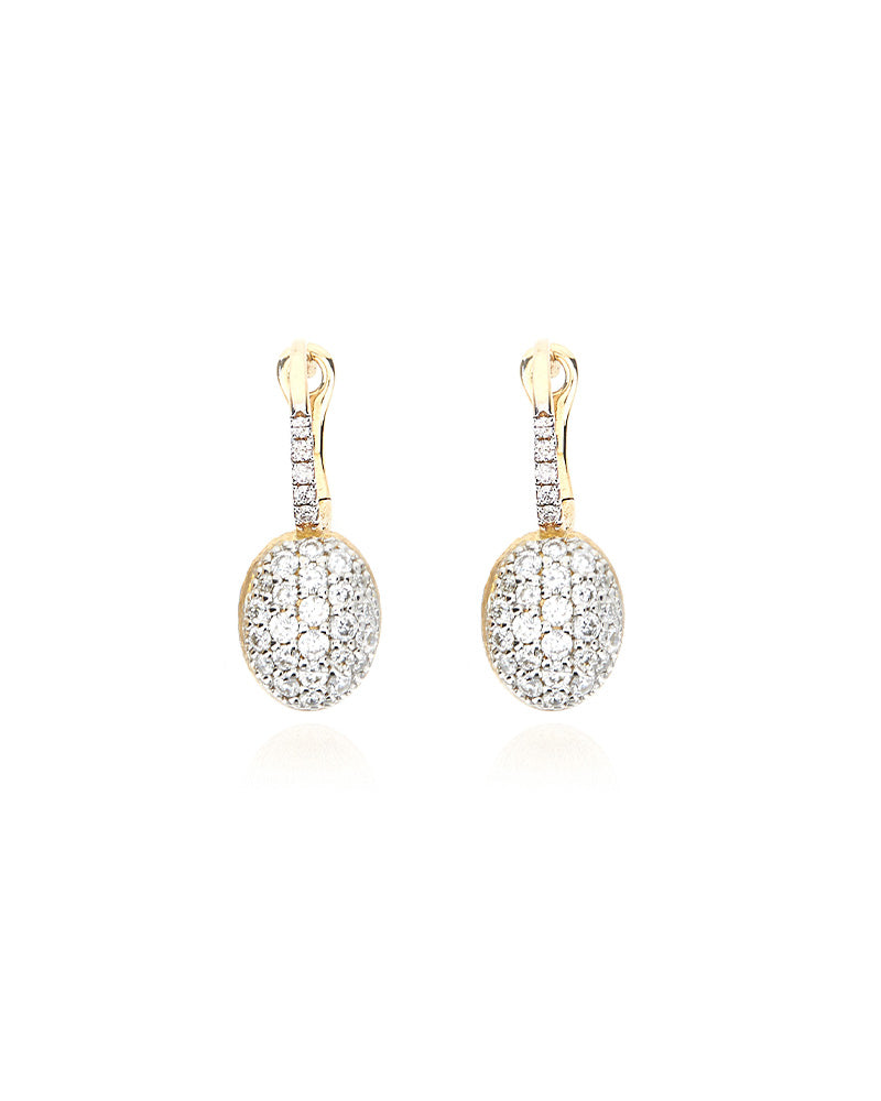 "Baby Ciliegine" Gold and diamonds ball drop earrings