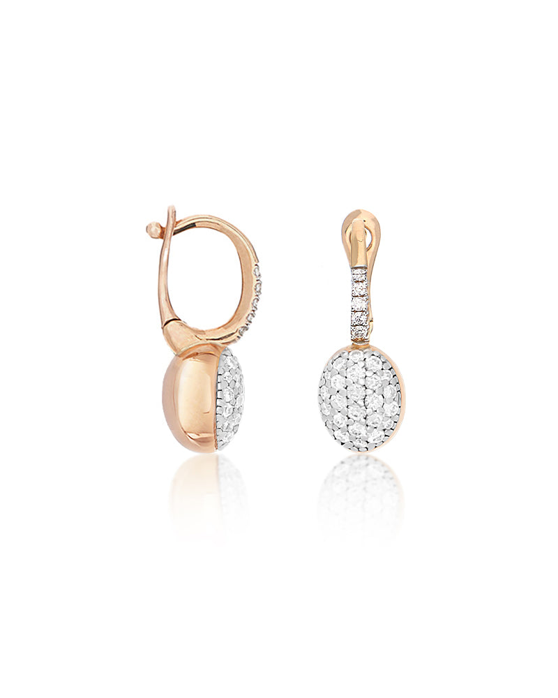 "BABY CILIEGINE" in rose gold and diamonds ball drop earrings