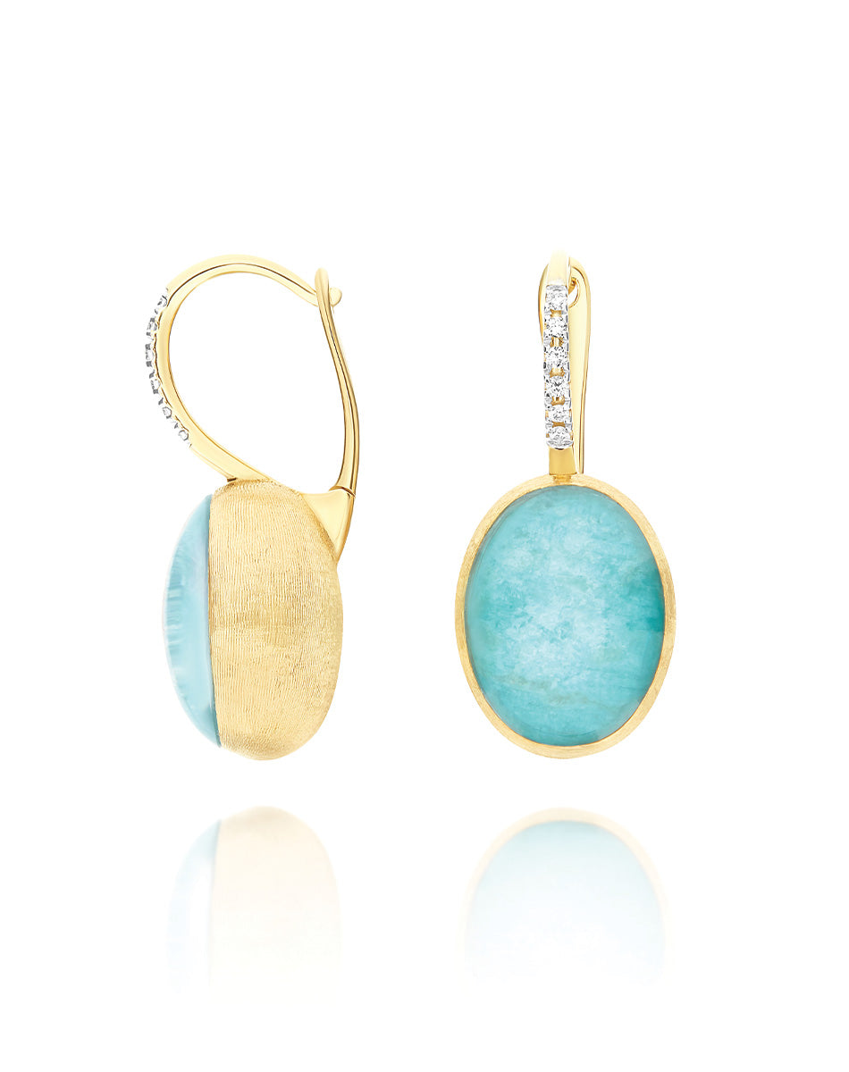 "Boules"  Anice Ciliegine gold, rock crystal, and amazonite ball drop earrings with diamonds details (Medium)