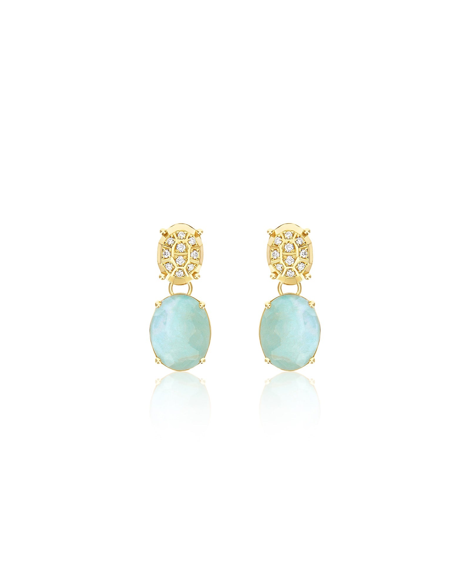Ipanema Maré earrings, in gold, rutilated quartz, amazonite, mother-of-pearl and diamonds