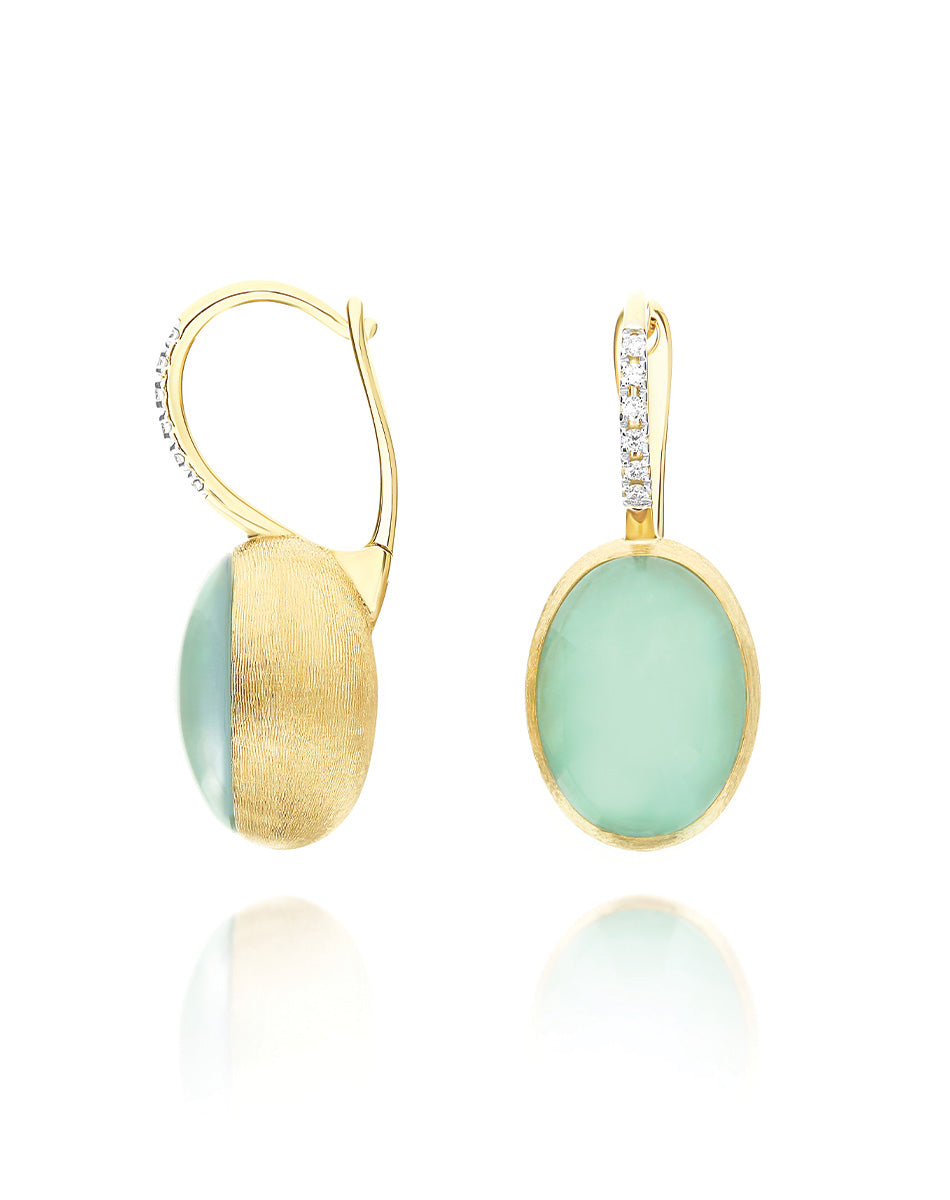 "Boules" Lattementa Ciliegine gold, rock crystal, and jadeite ball drop earrings with diamonds details (Medium)