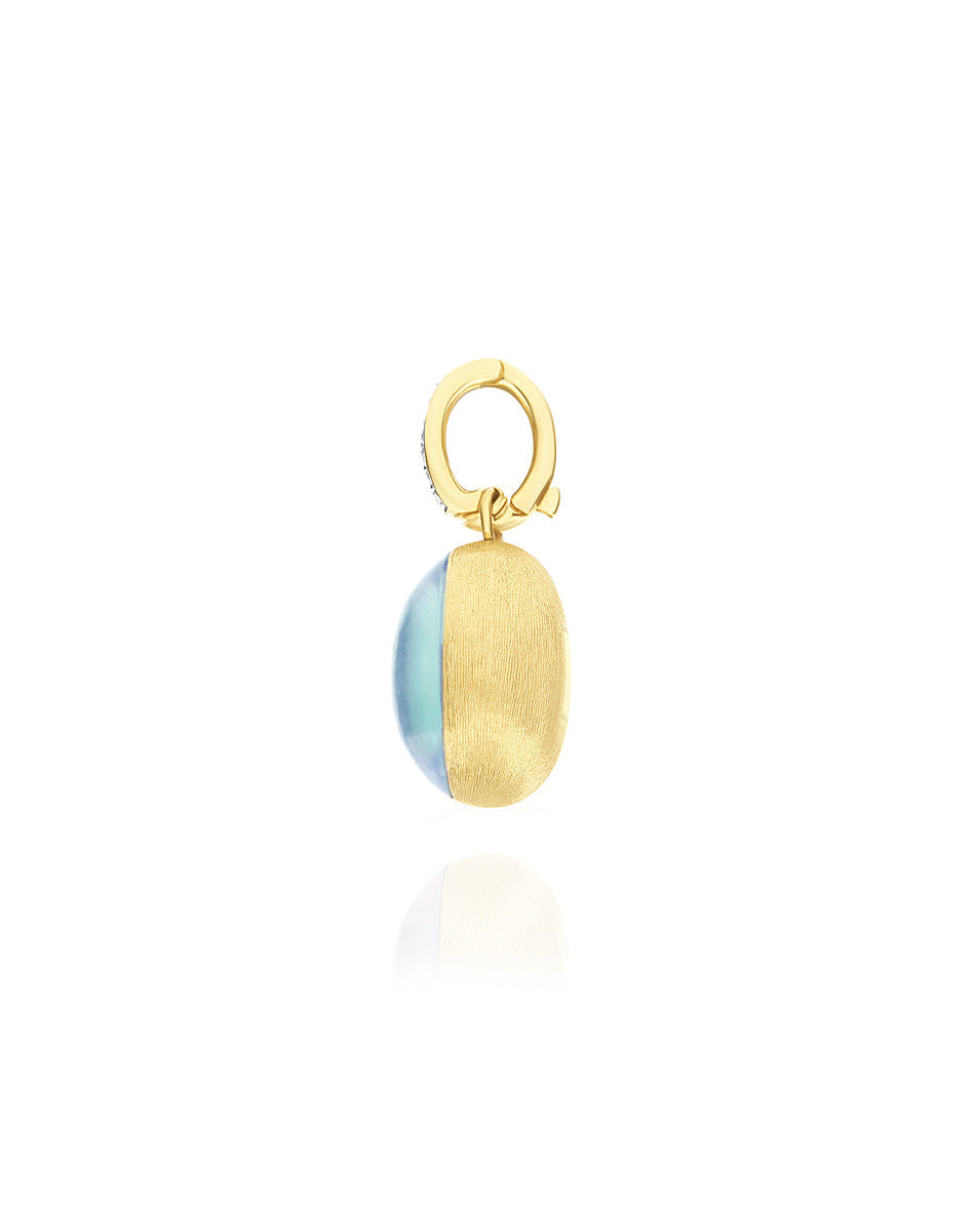 "Boules" Anice charm in hand-engraved gold, diamonds, rock crystal, and amazonite (small)