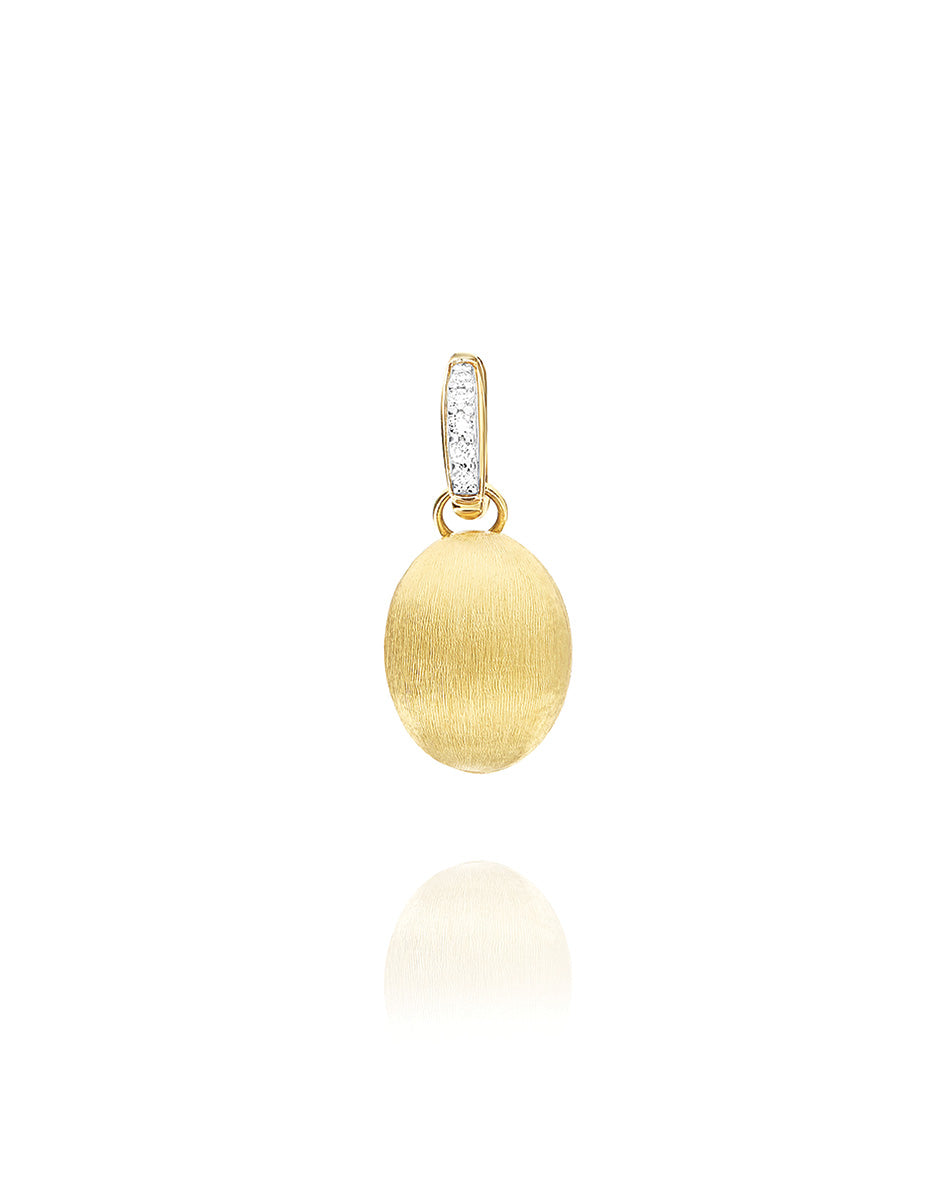 Boules charm (small), in engraved gold and diamonds