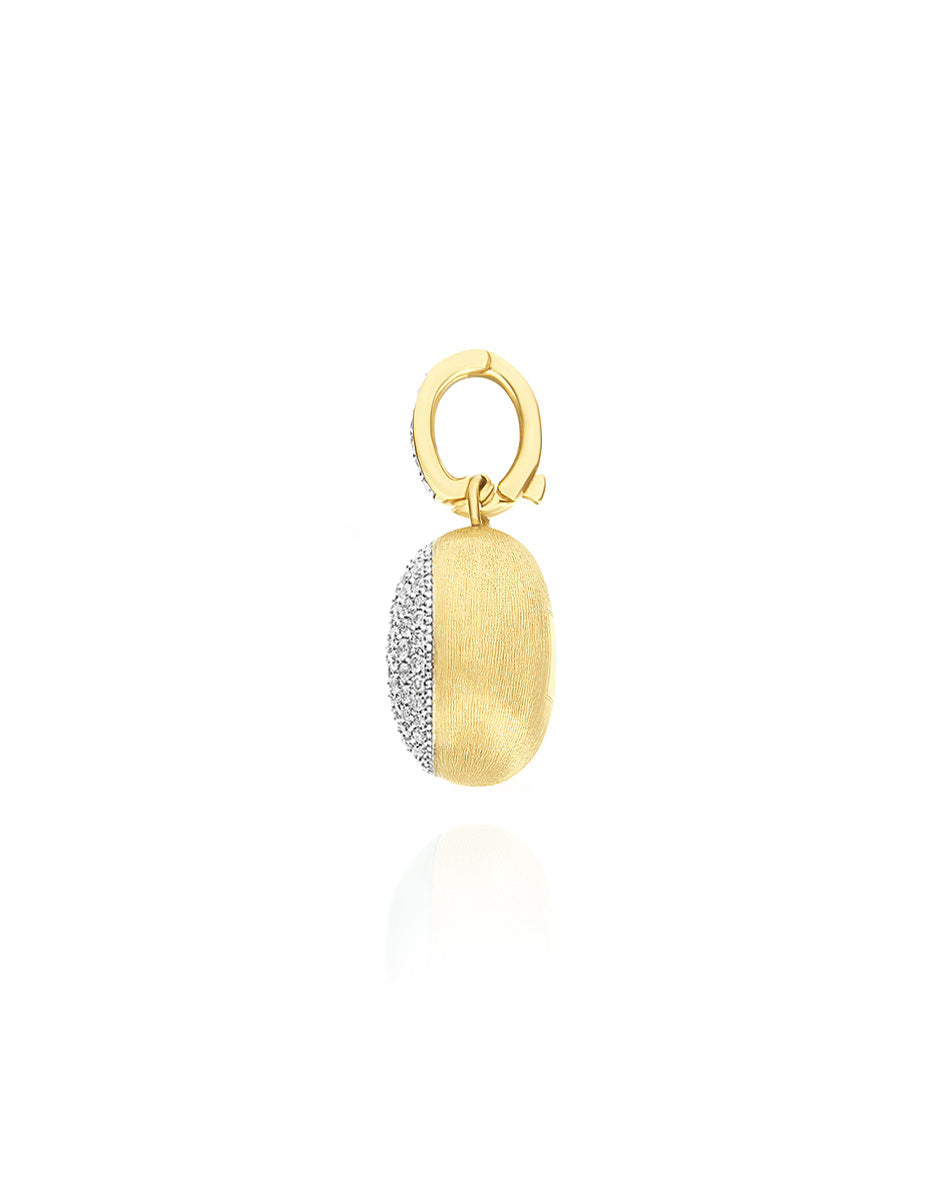 "Boules" charm in hand-engraved gold and pavé diamonds (small)